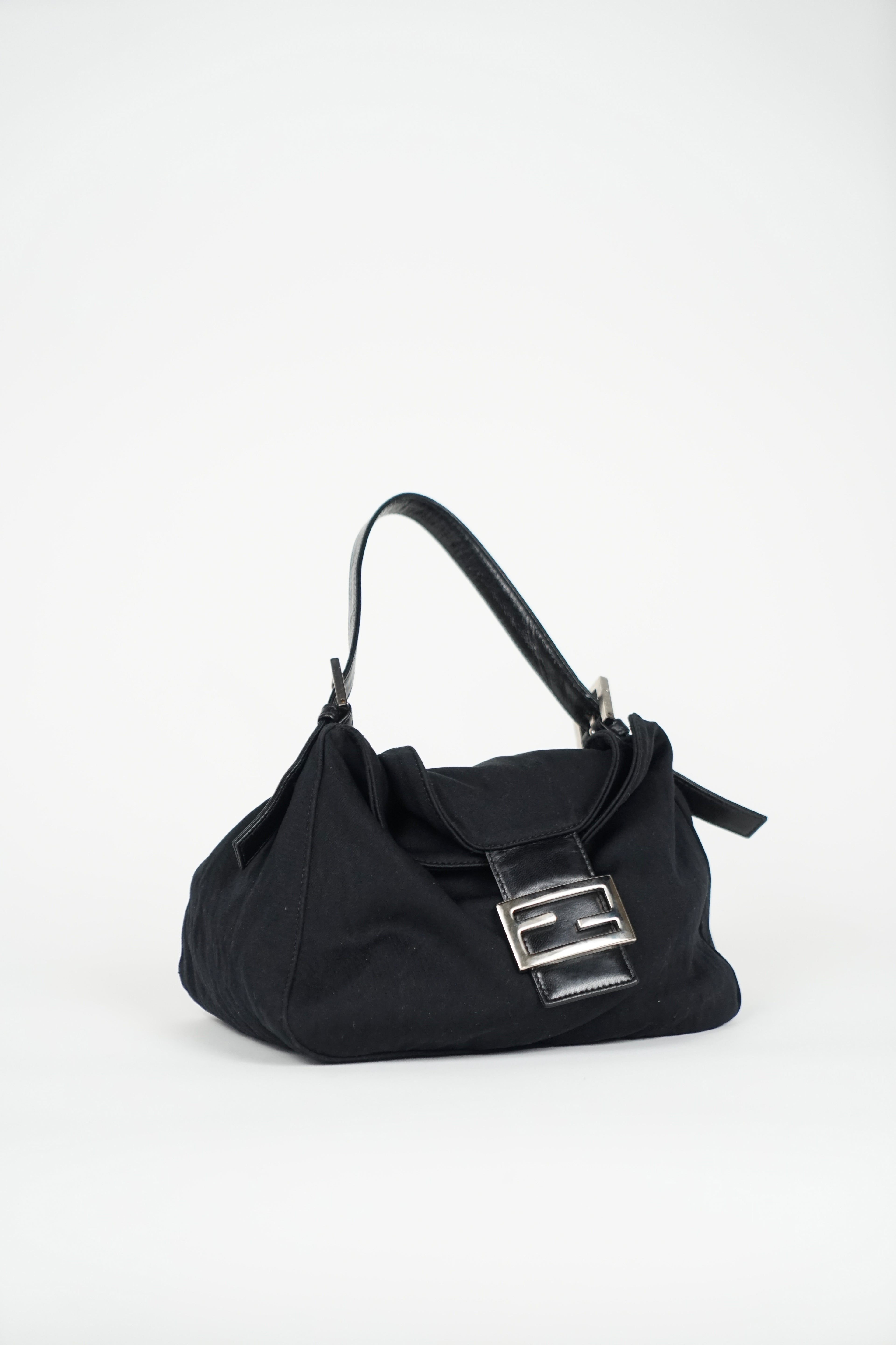 Vintage Fendi Black Nylon Mama Baguette