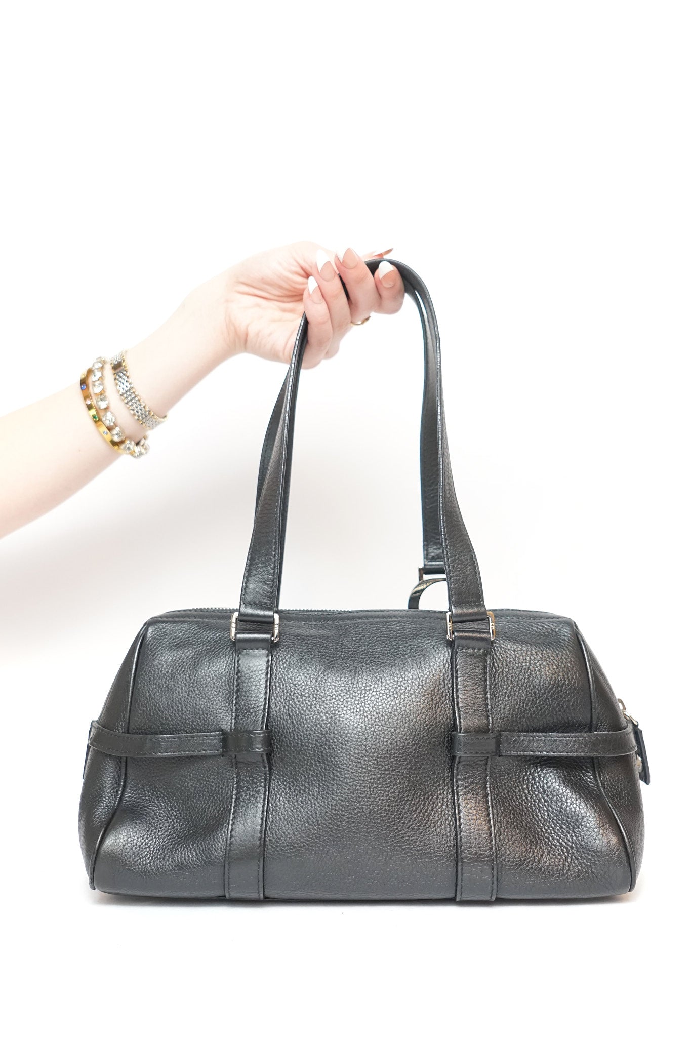 Dior Black Leather Charm Bowler Bag
