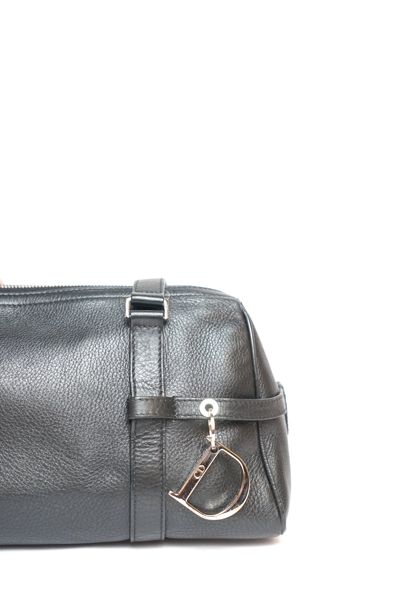 Dior Black Leather Charm Bowler Bag