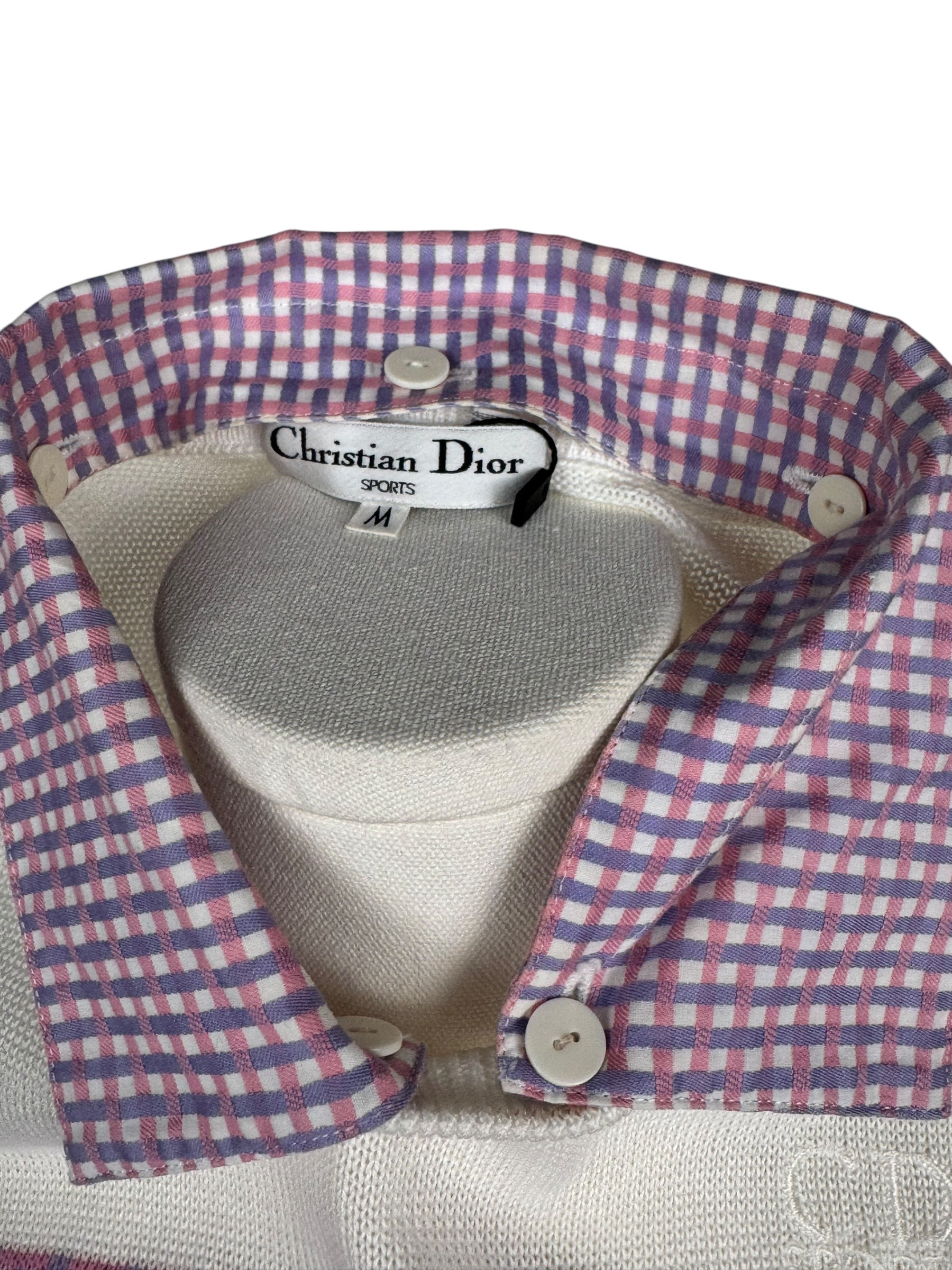 Christian Dior Sports White and Purple Knit Polo