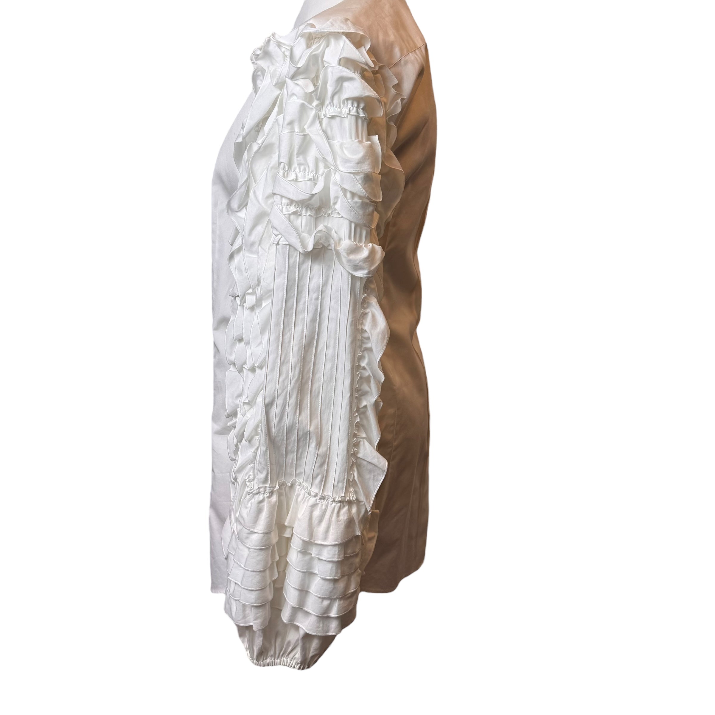 Dolce & Gabbana White Ruffle Long Sleeve Blouse