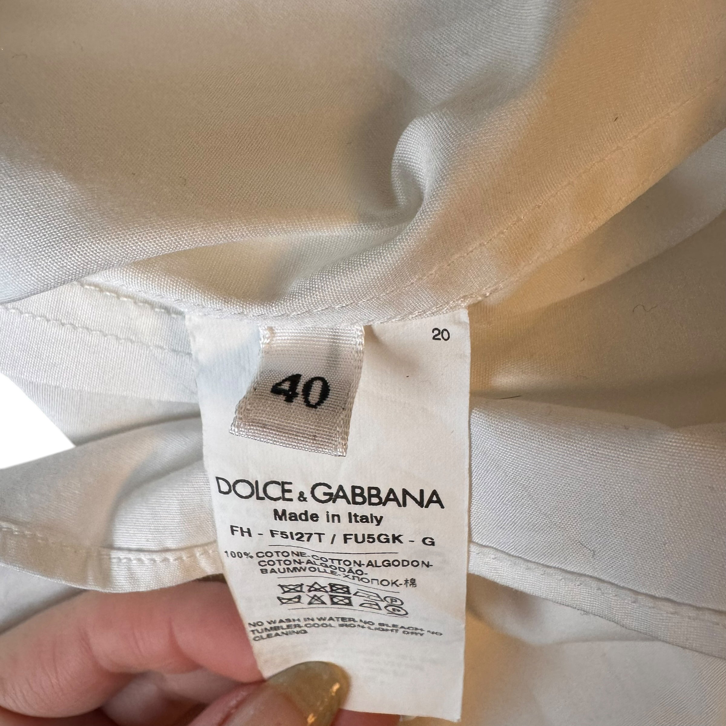 Dolce & Gabbana White Ruffle Long Sleeve Blouse