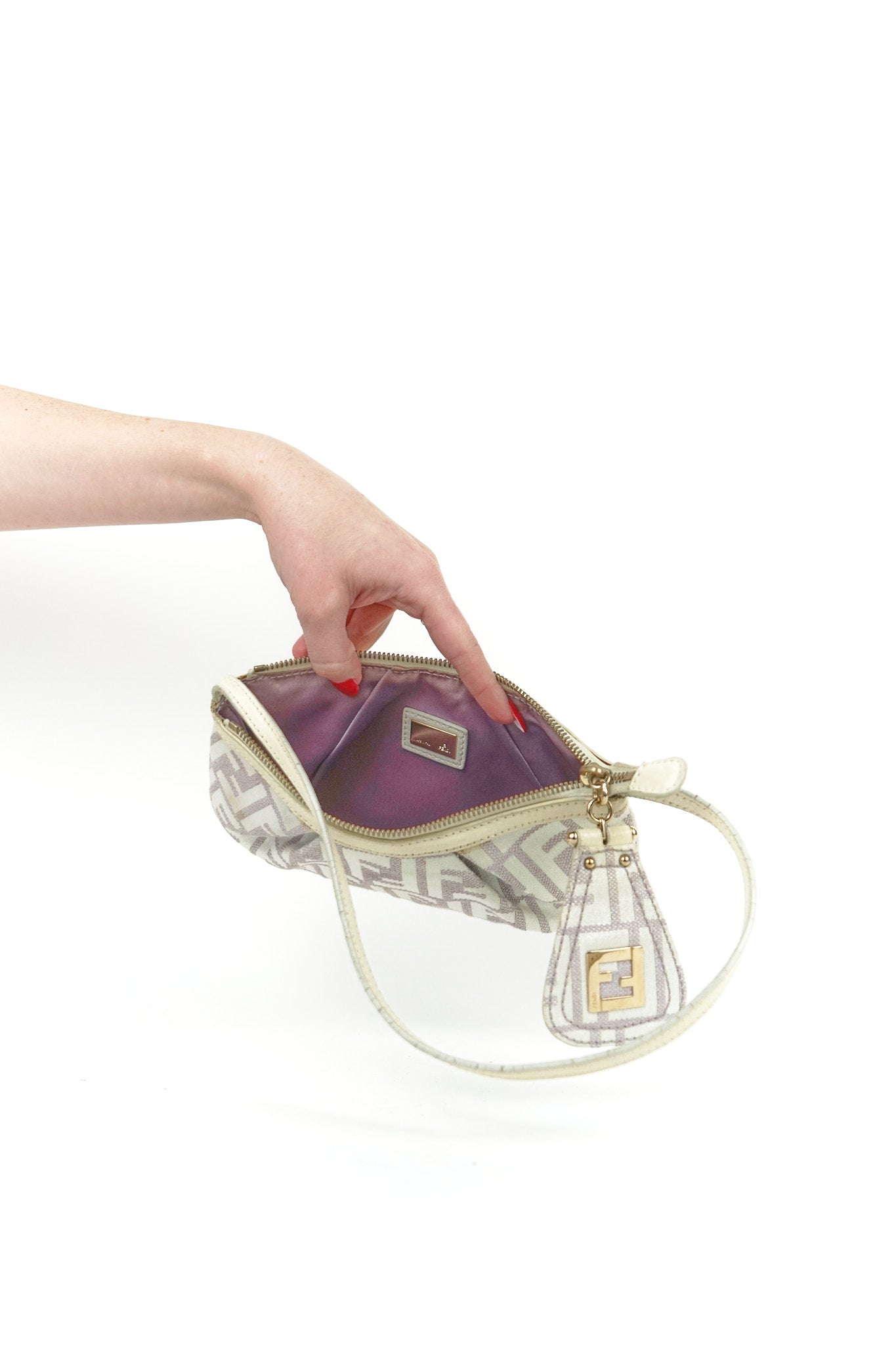 Purple Fendi Zucca Shoulder Bag