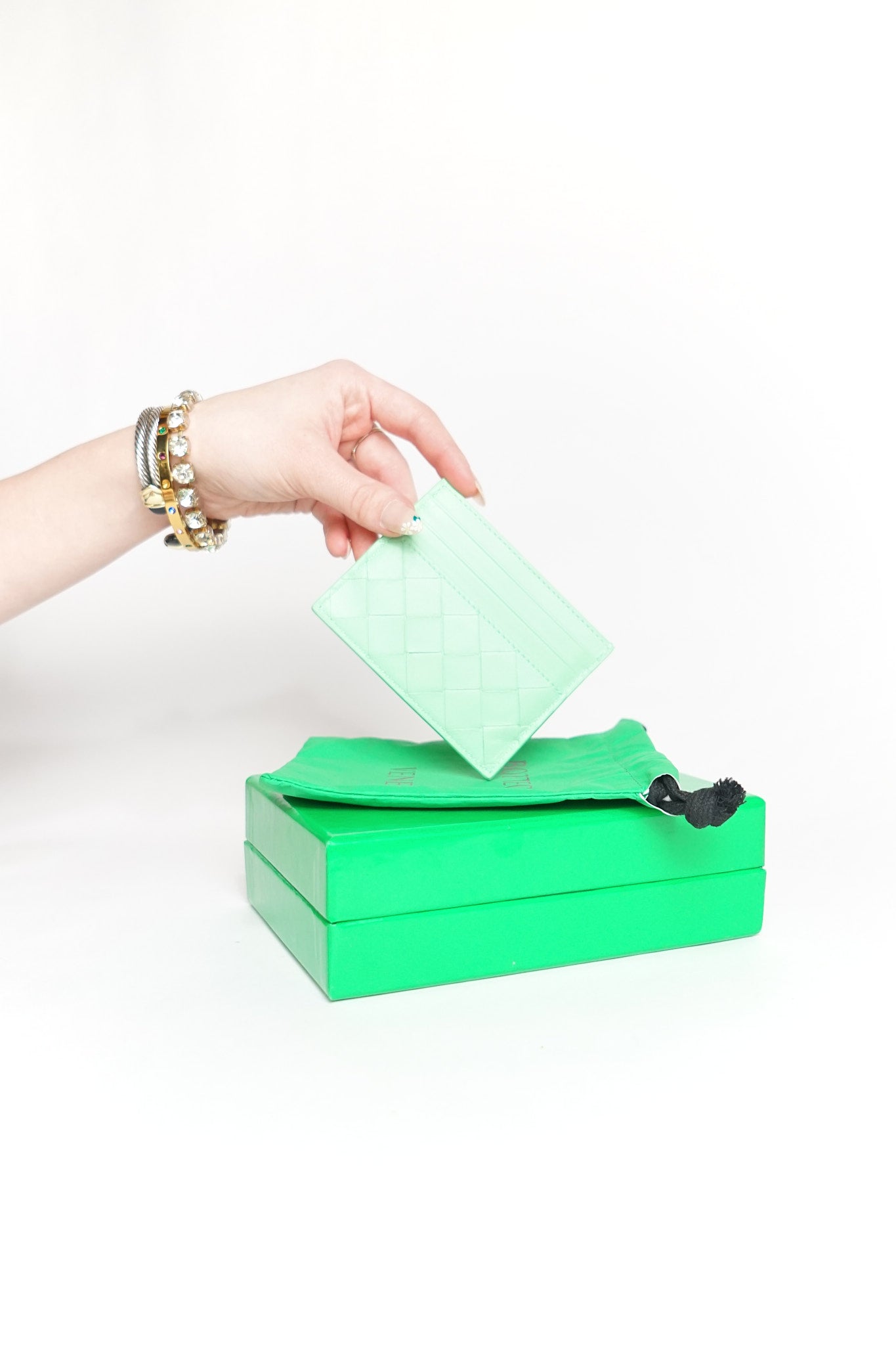 Bottega Venetta Mint Green Intrecciato Card Holder