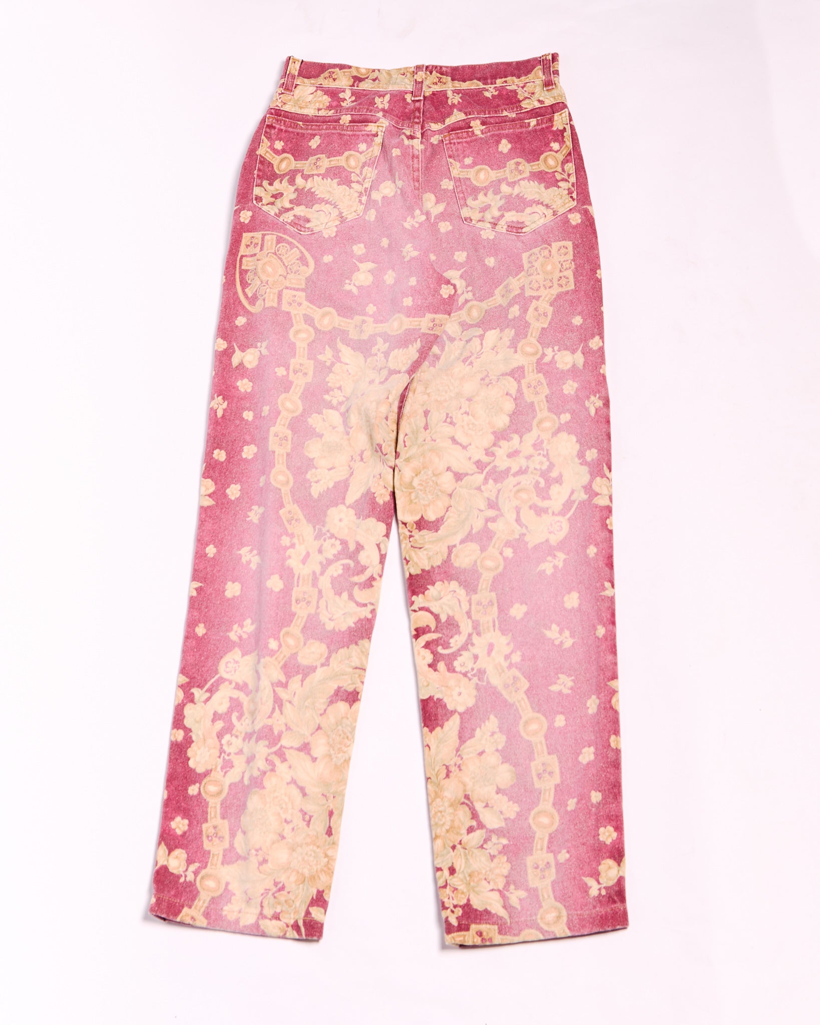 90's Roberto Cavalli Red Chain Printed Jeans Size M W31