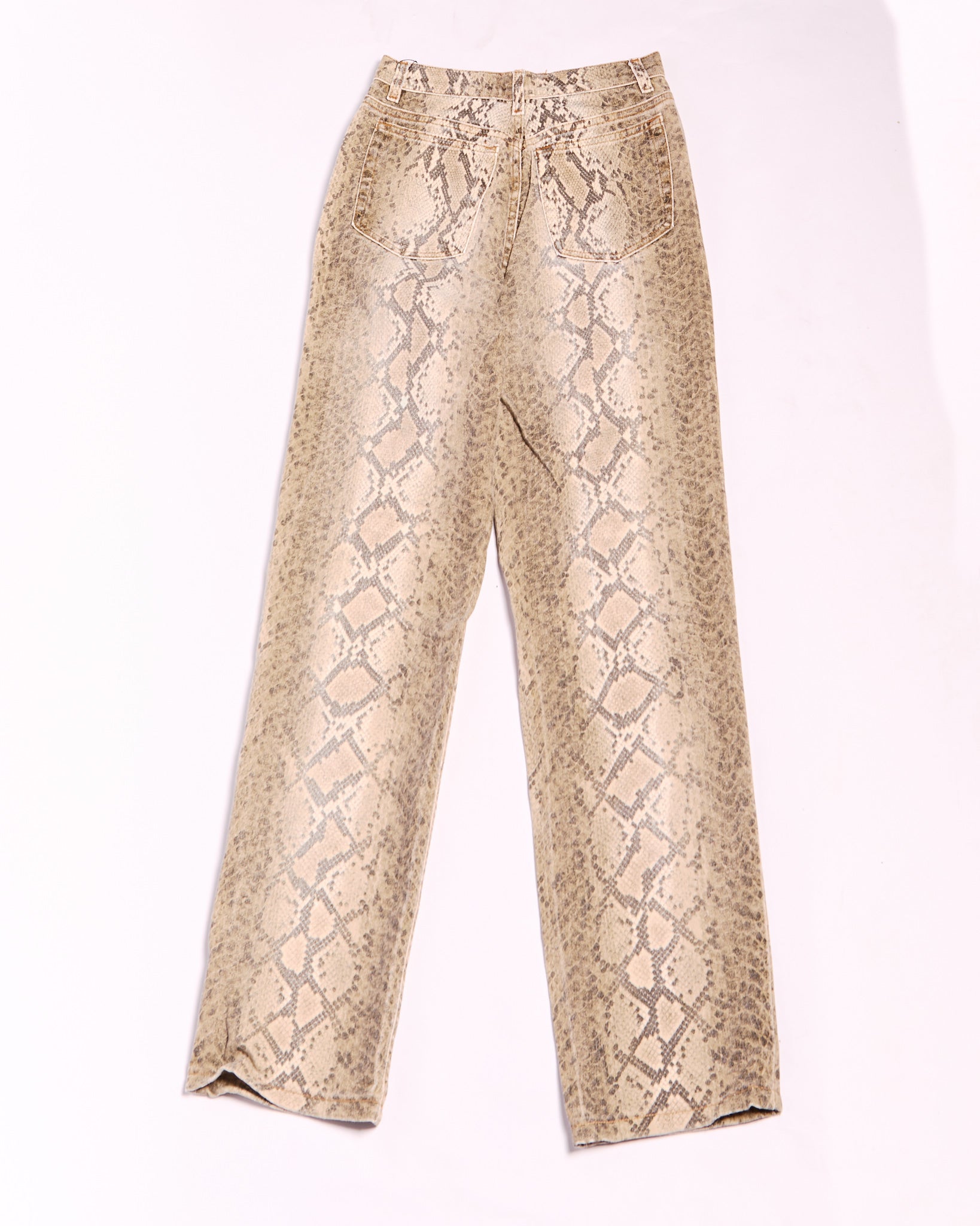 2000s Roberto Cavalli Brown Snakeskin Print Jeans