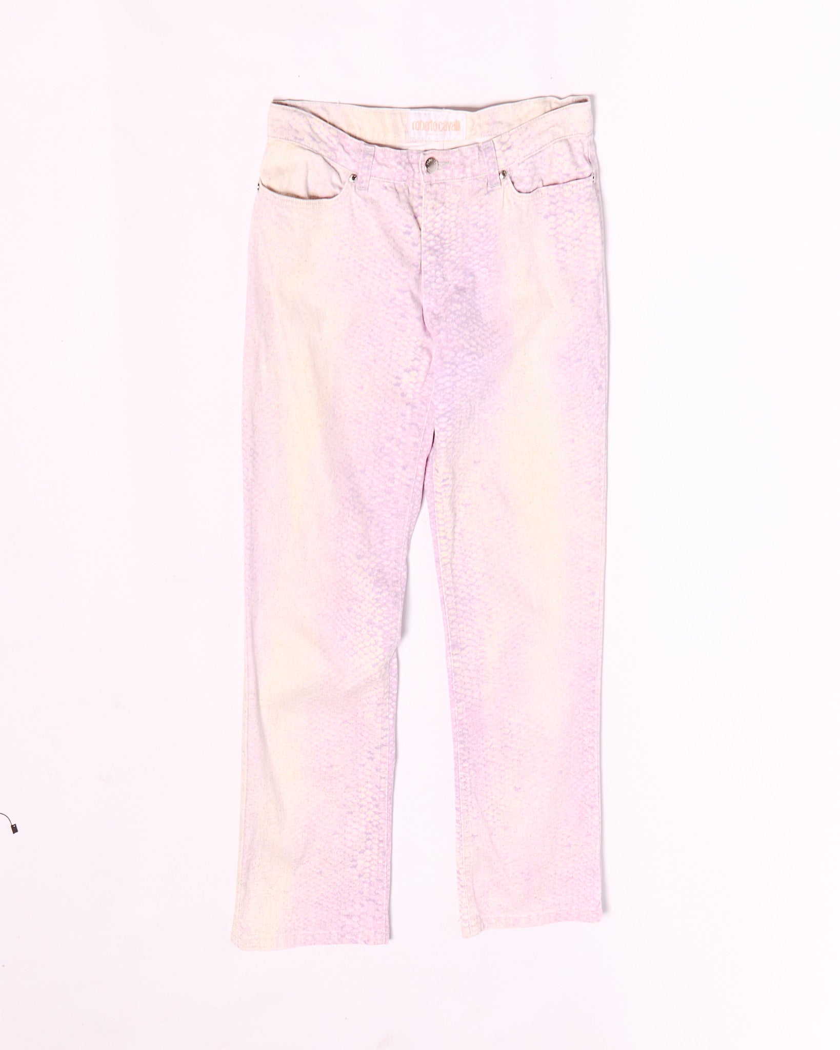 Roberto Cavalli Purple Gradient Snake Print Jeans W33