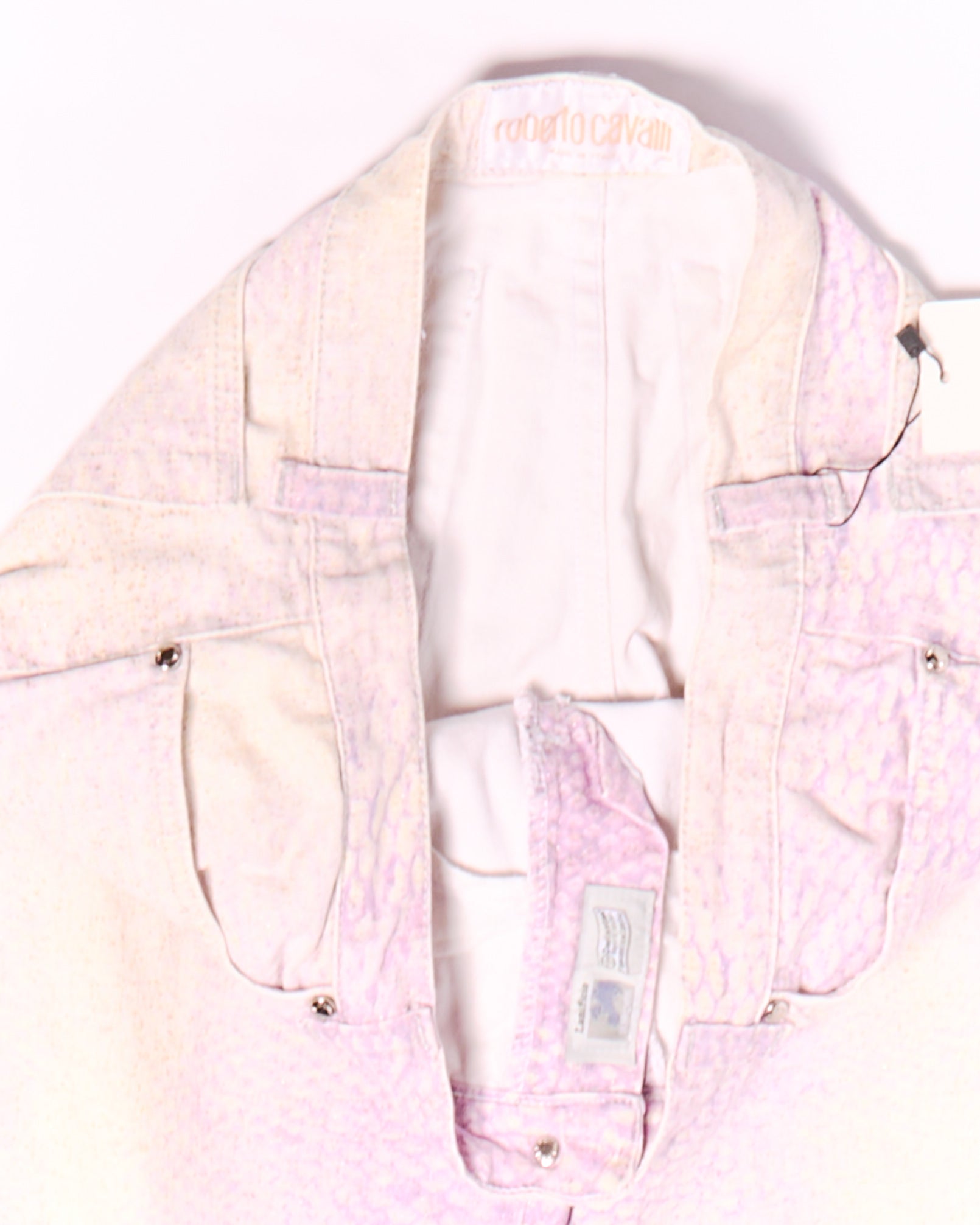 Roberto Cavalli Purple Gradient Snake Print Jeans W33