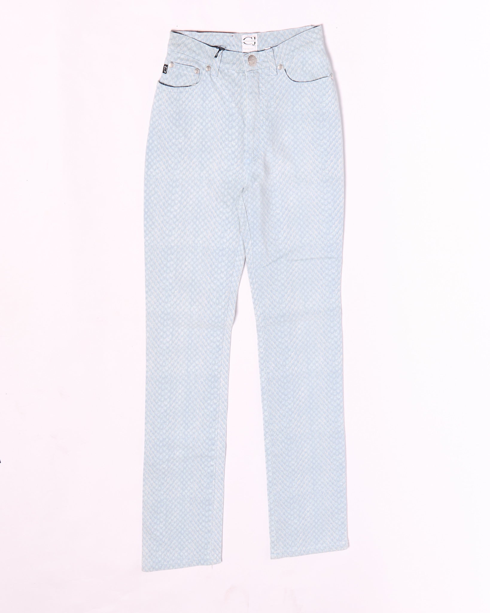 2000s Cavalli Jeans Light Blue Snakeskin Jeans Size S W28