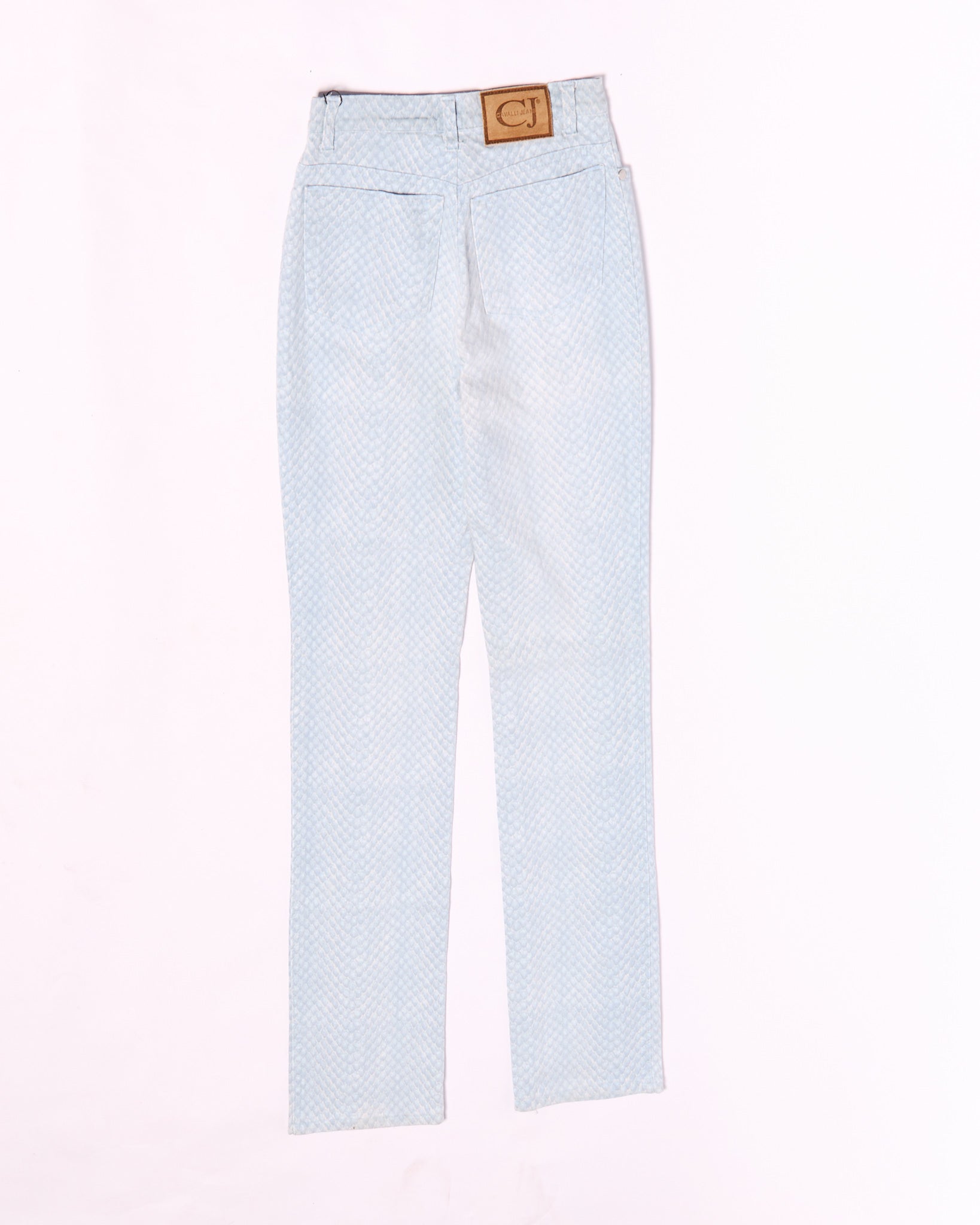 2000s Cavalli Jeans Light Blue Snakeskin Jeans Size S W28