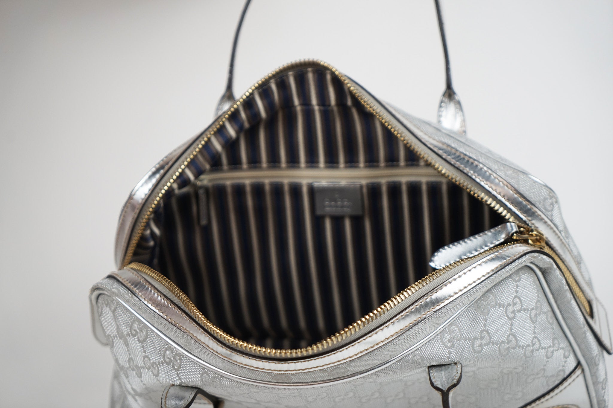 Vintage Silver Gucci New Brit Boston Bag