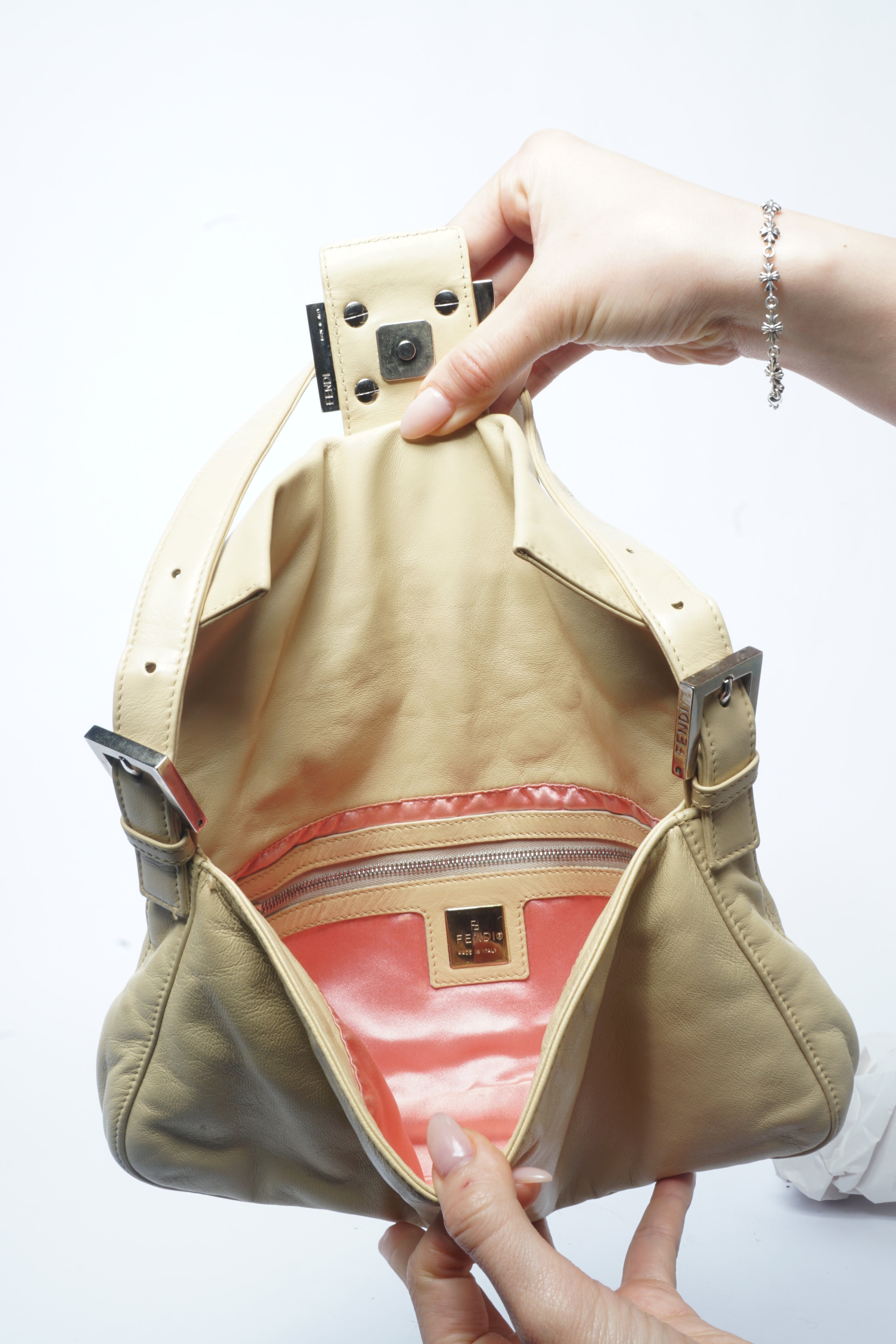 Fendi Beige Leather Baguette