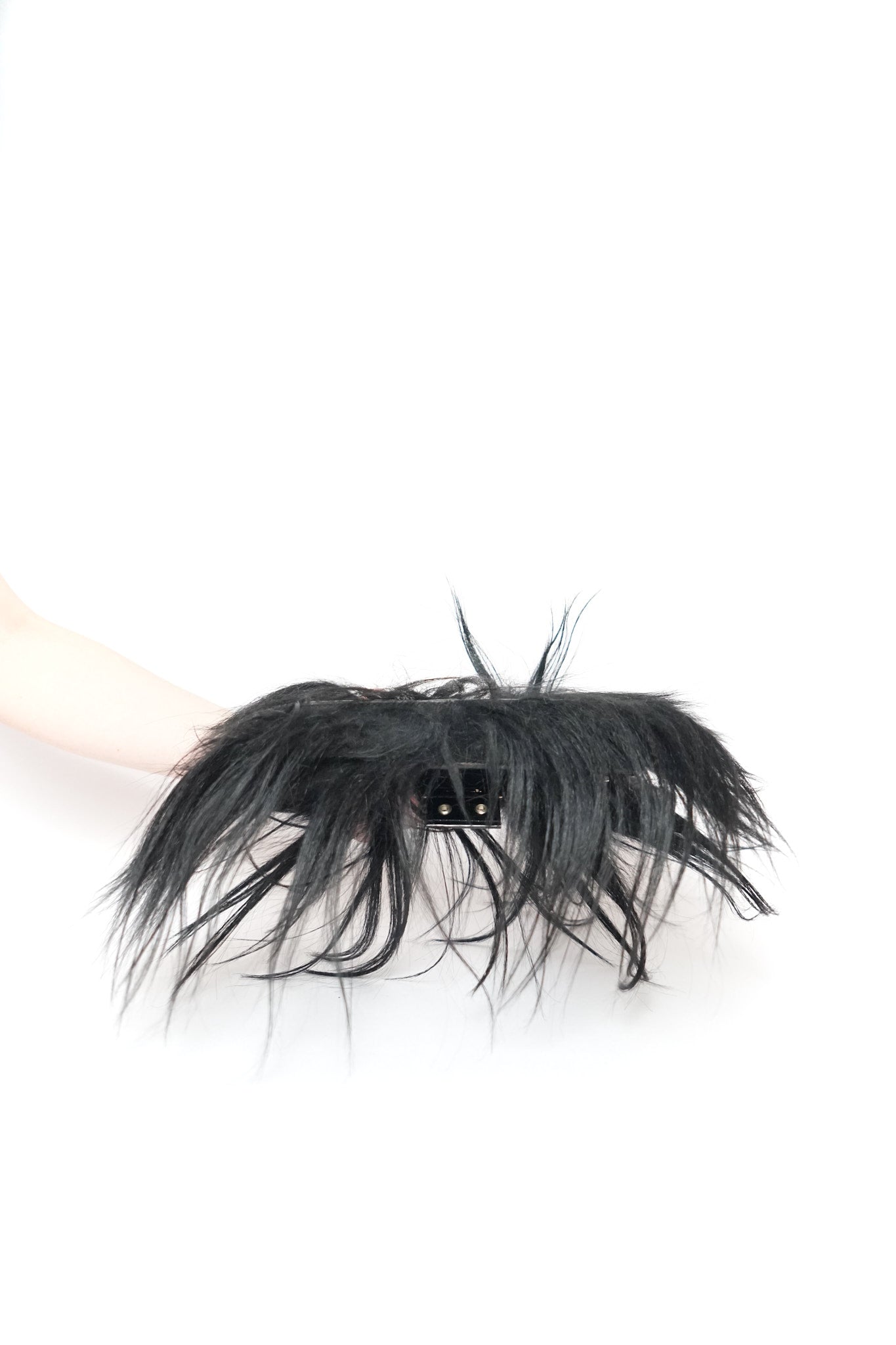 Dior by John Galliano Black Patent/Fur Columbus Clutch