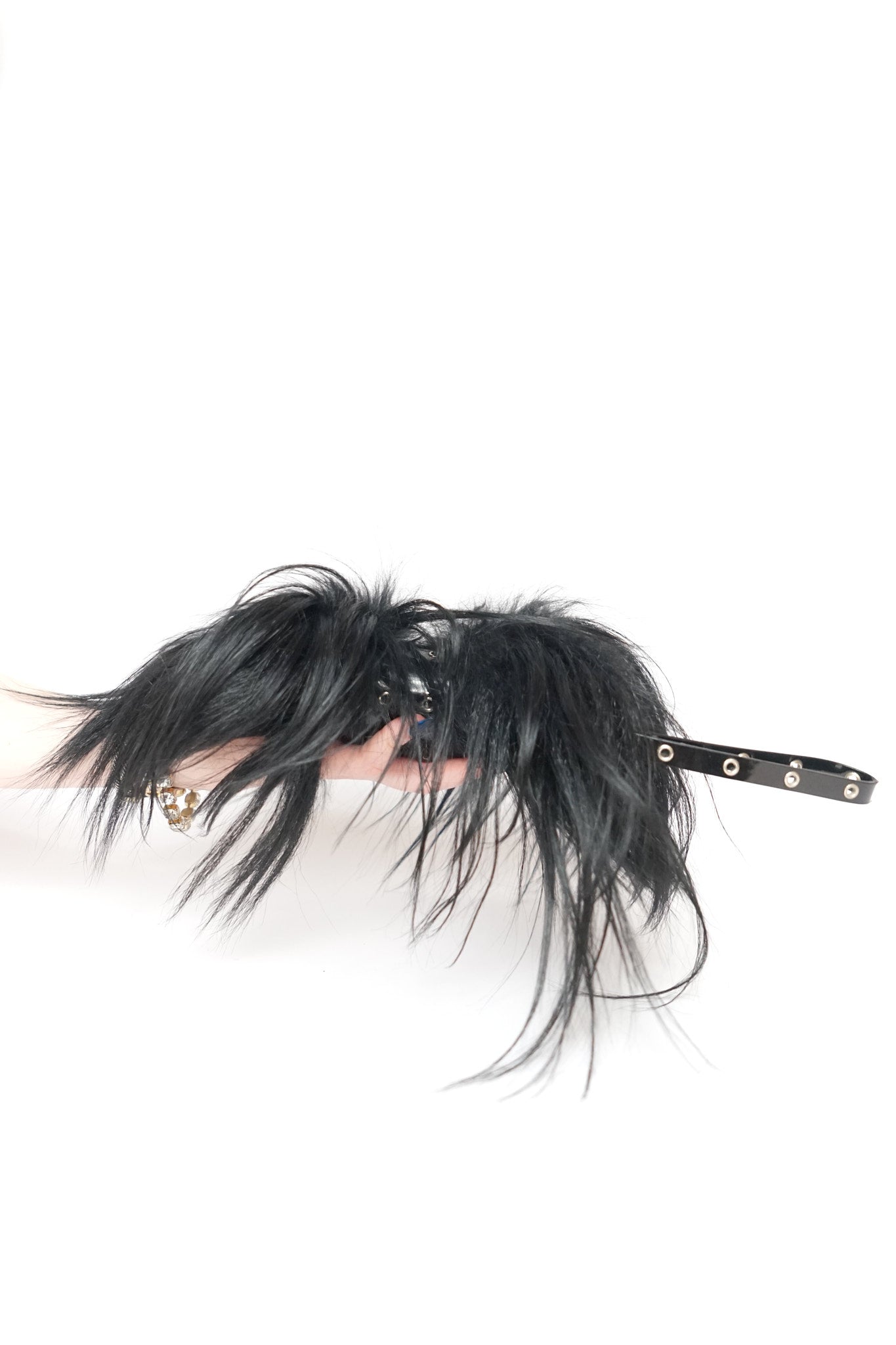 Dior by John Galliano Black Patent/Fur Columbus Clutch