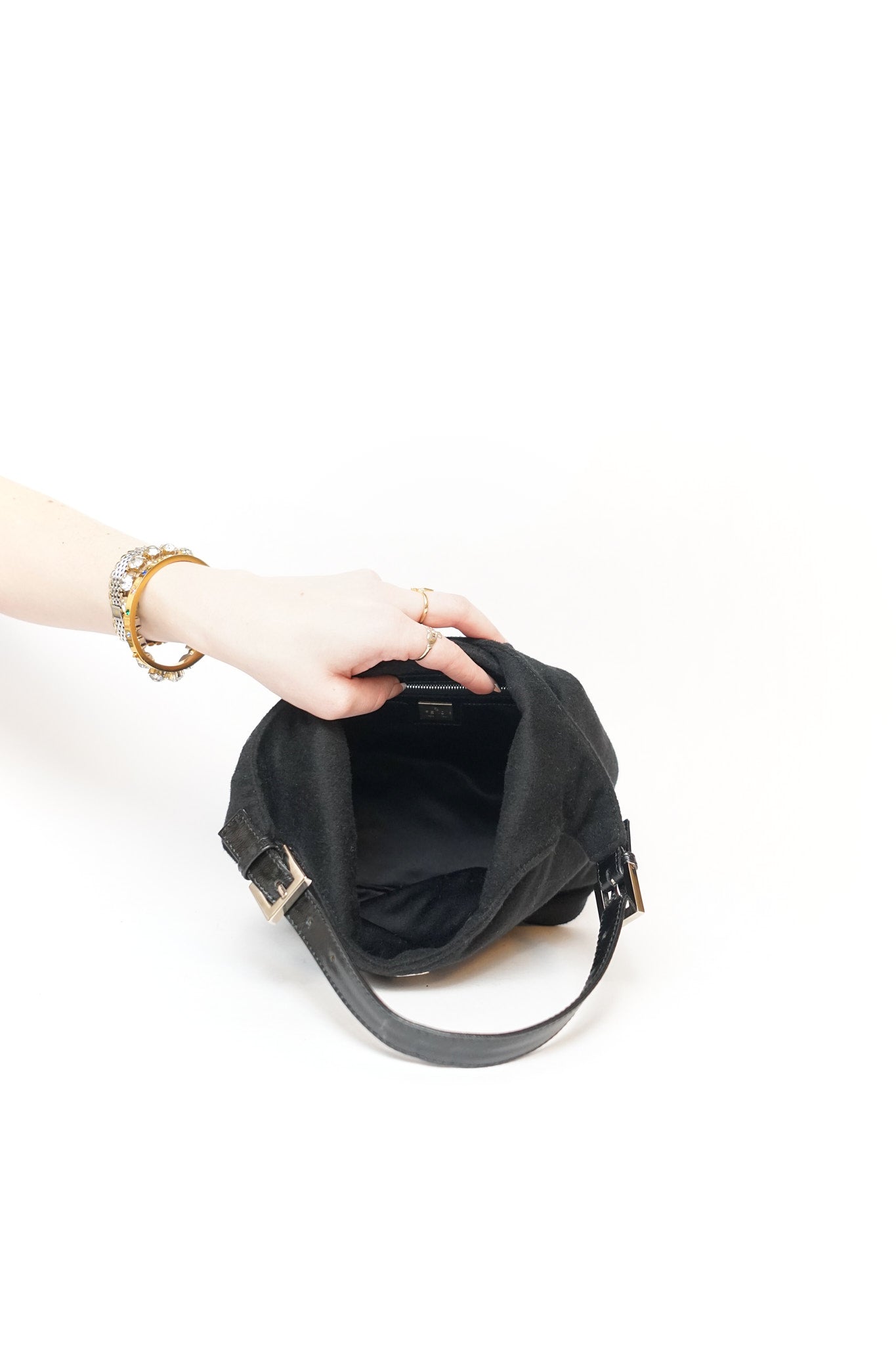 Fendi Black Cashmere Bucket Bag