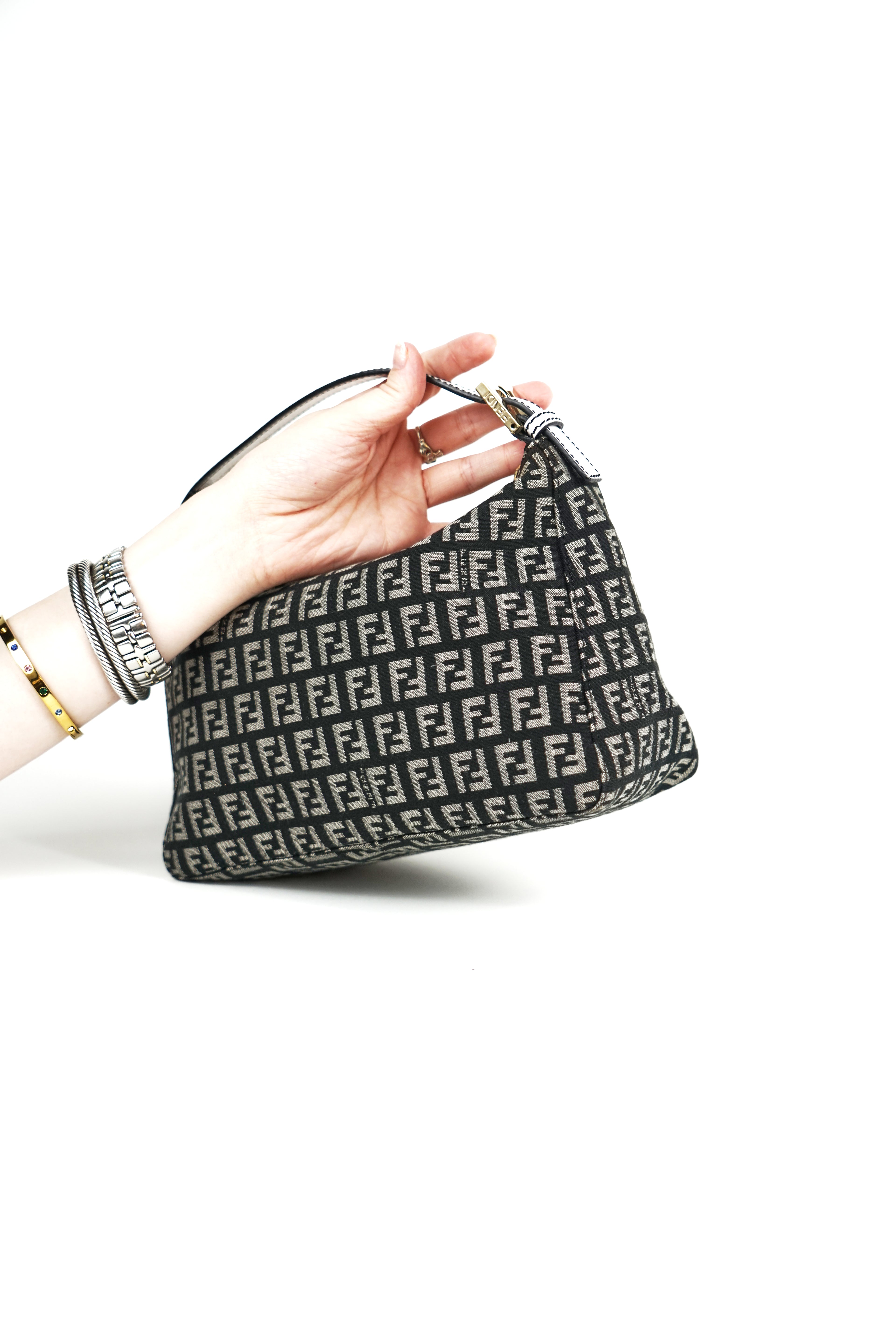 Fendi Black and White Zucchino Pochette