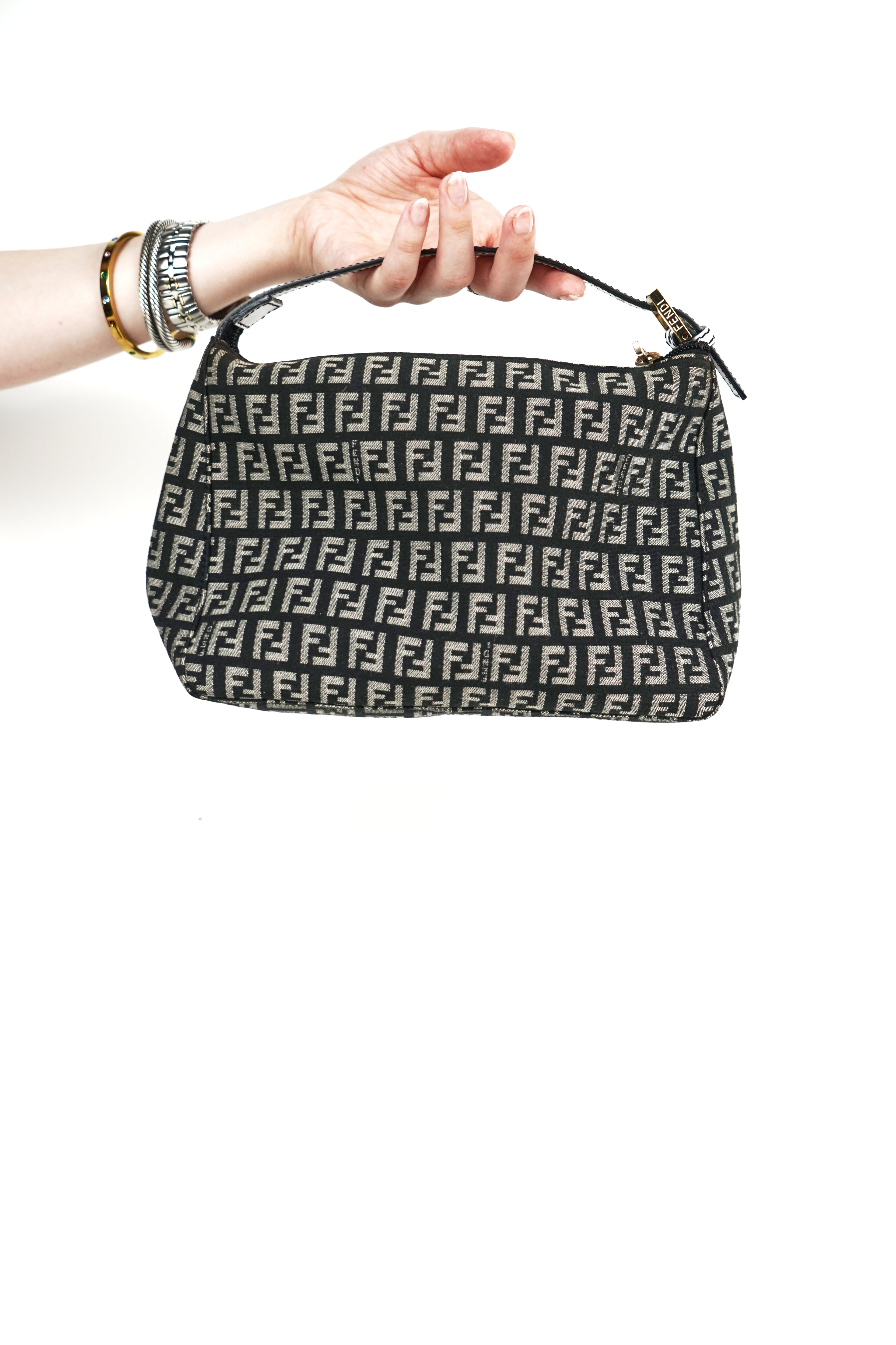 Fendi Black and White Zucchino Pochette