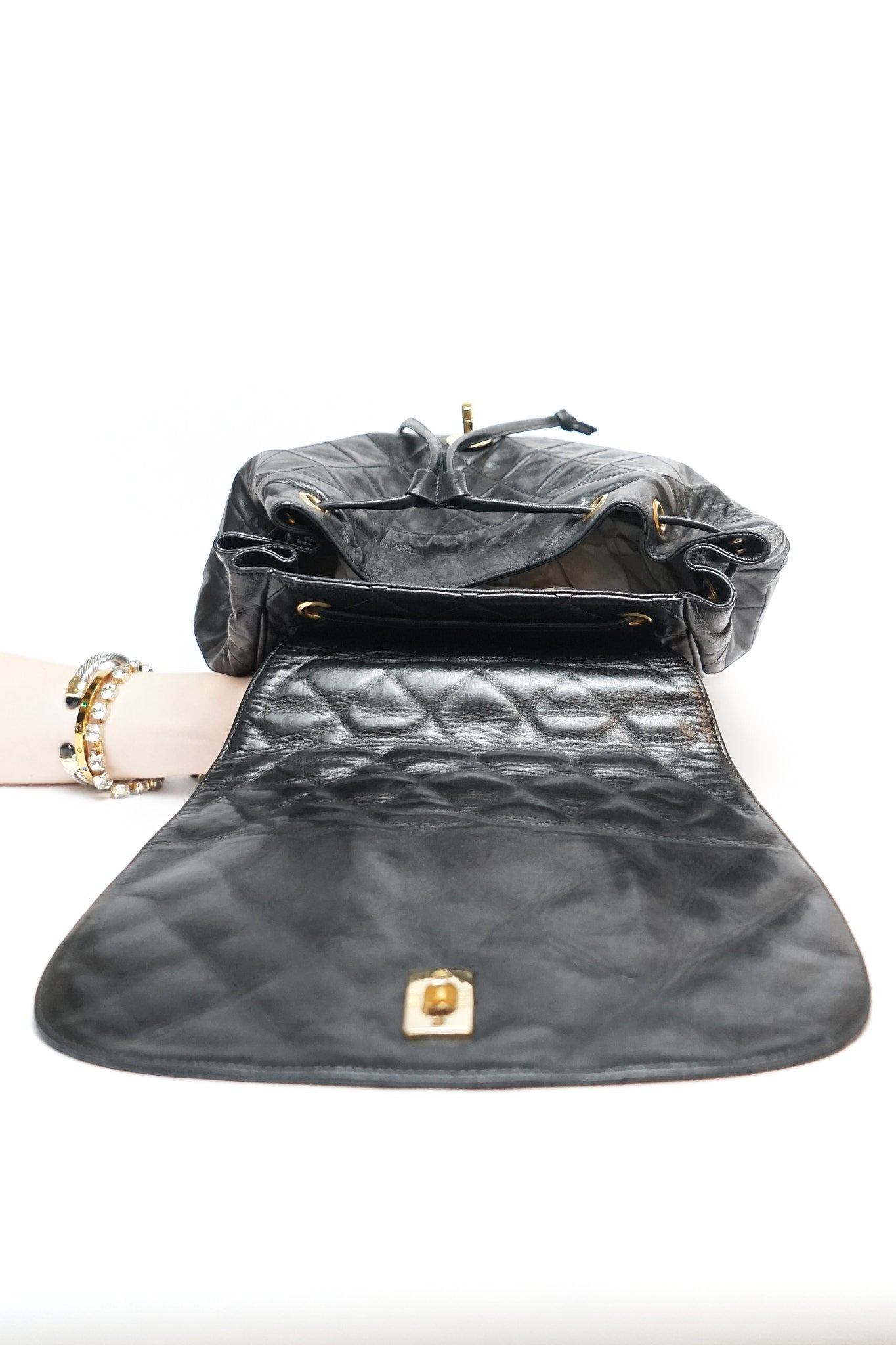 Chanel Black Lambskin Backpack