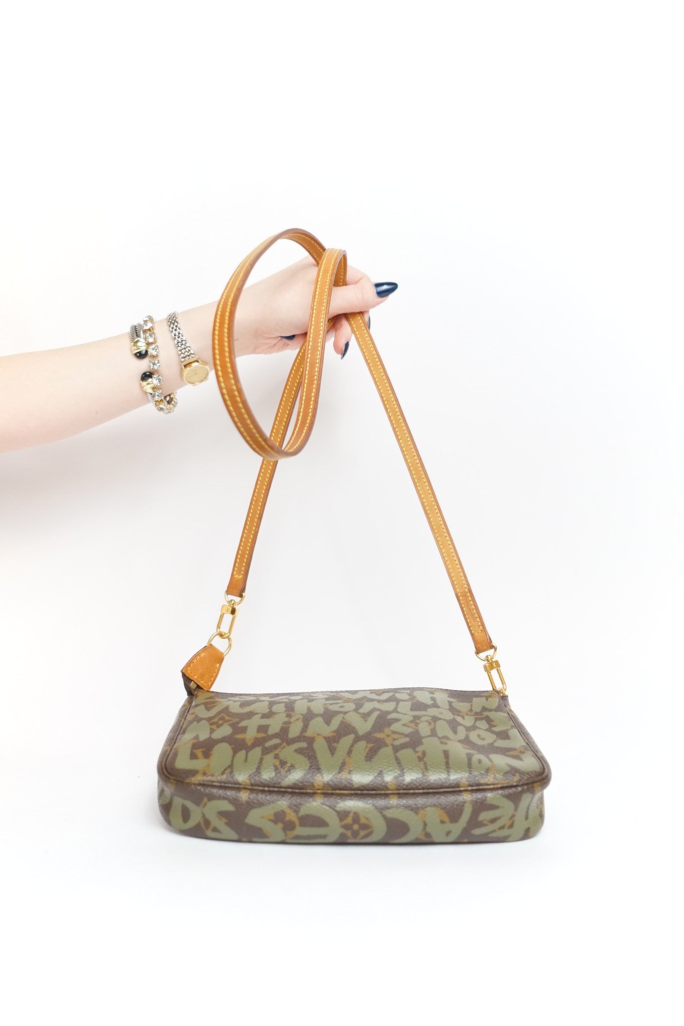 Louis Vuitton Monogram Green Graffiti Pochette by Stephen Sprouse