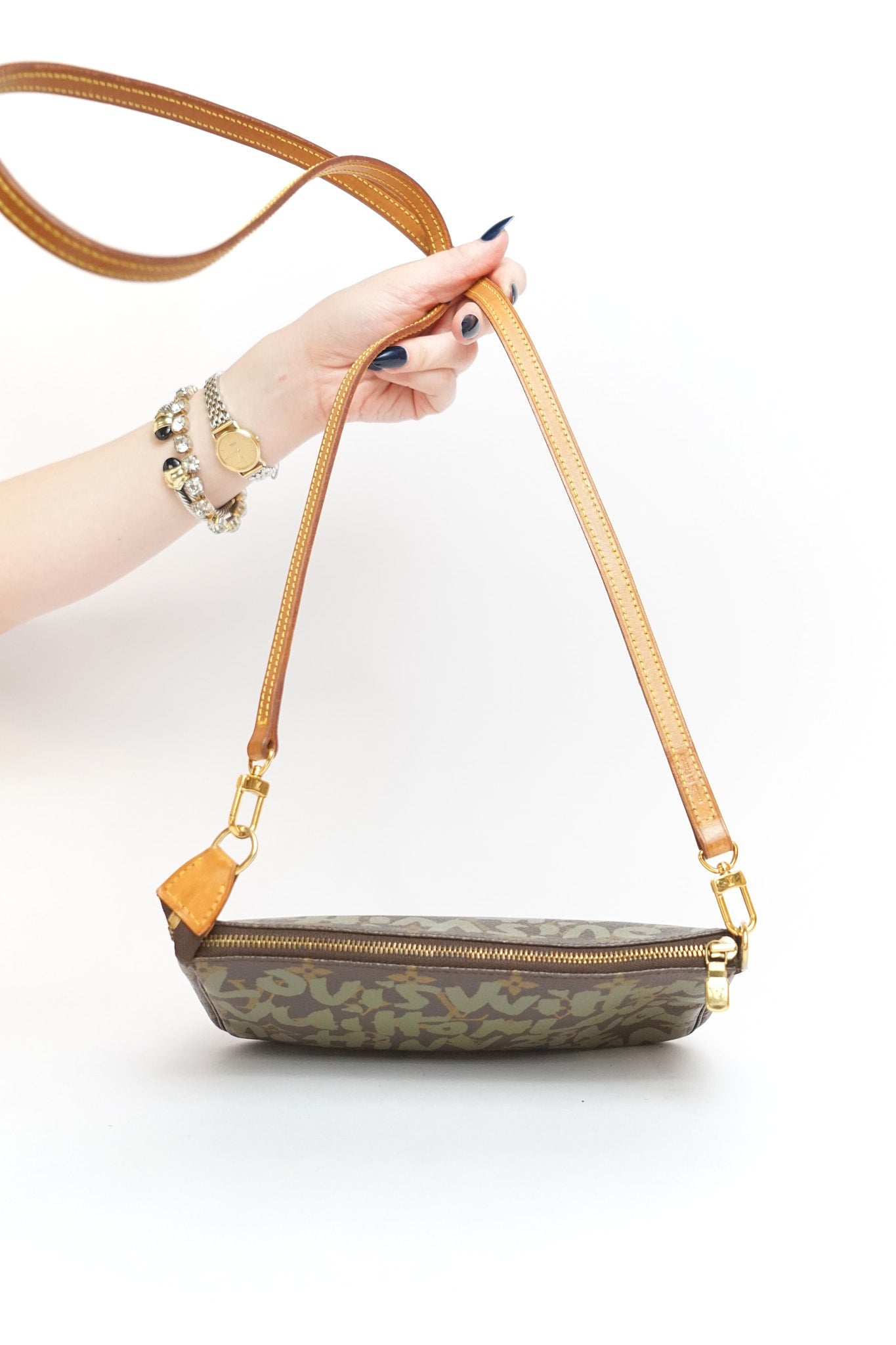 Louis Vuitton Monogram Green Graffiti Pochette by Stephen Sprouse