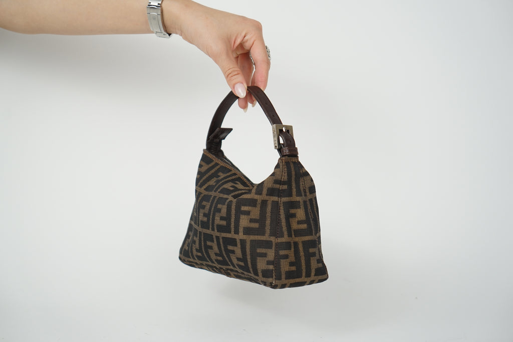 Vintage Fendi Brown Zucca Print Canvas Mini Pochette