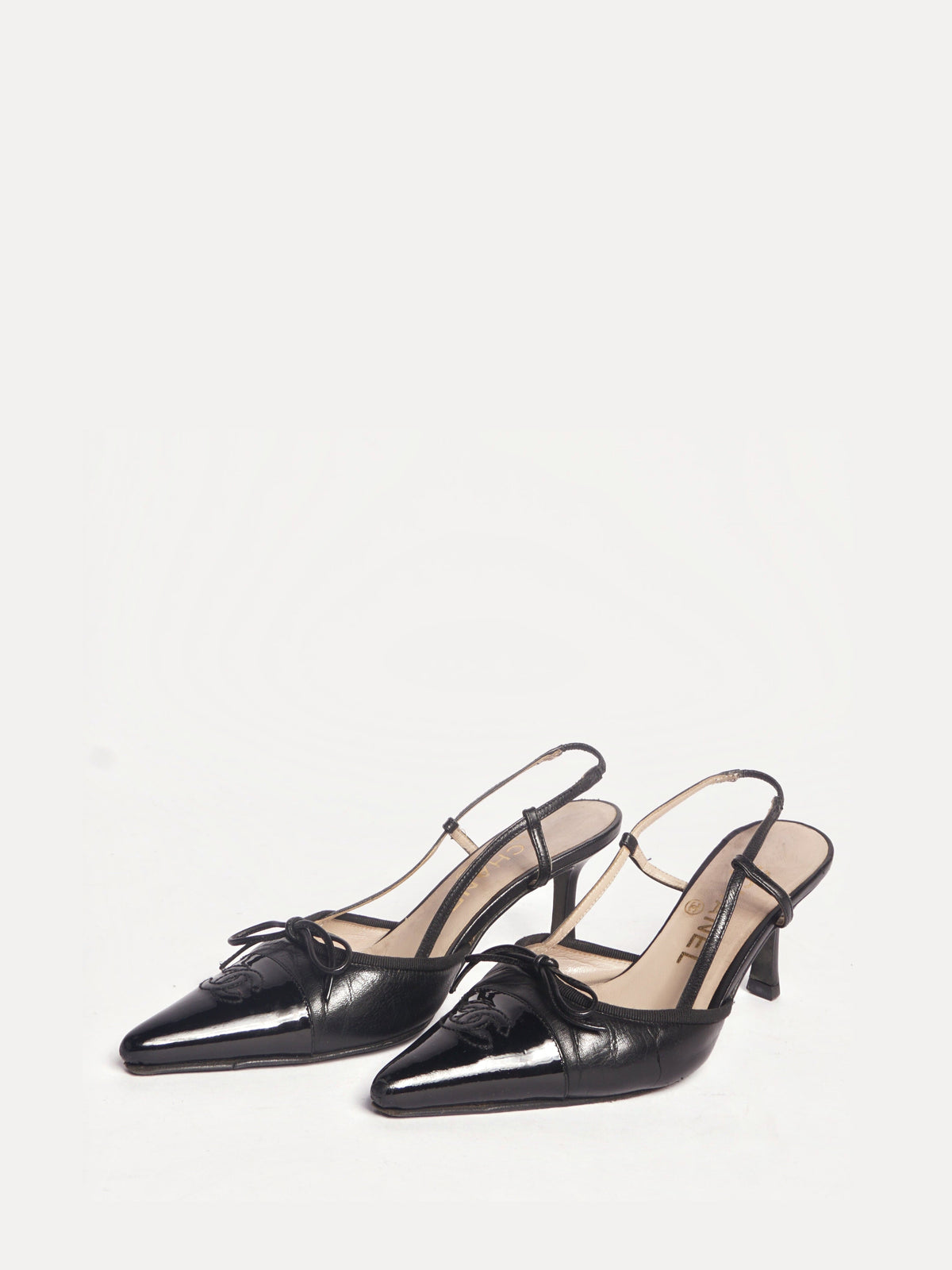 Chanel Black Pointed Toe Slingback Pump