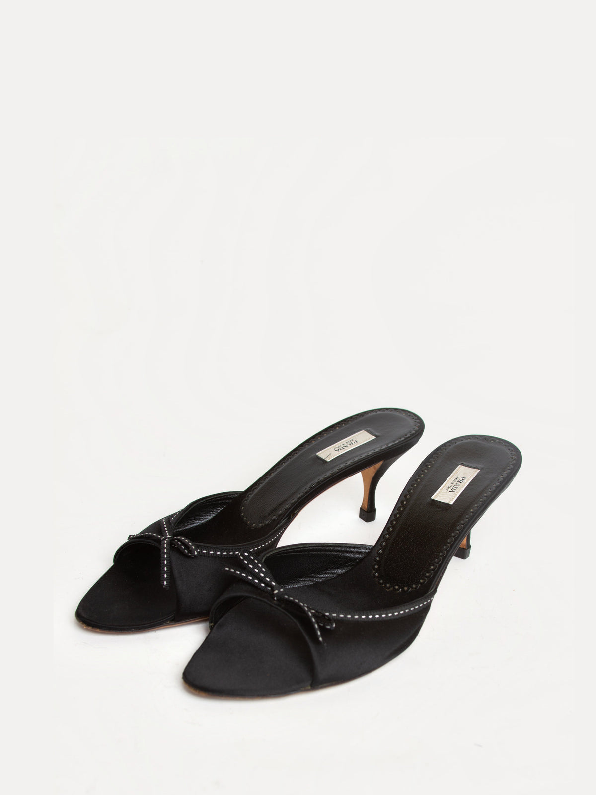 Vintage 2000s Prada Size 37.5 Satin Kitten Heels | Y2K Designer Shoes