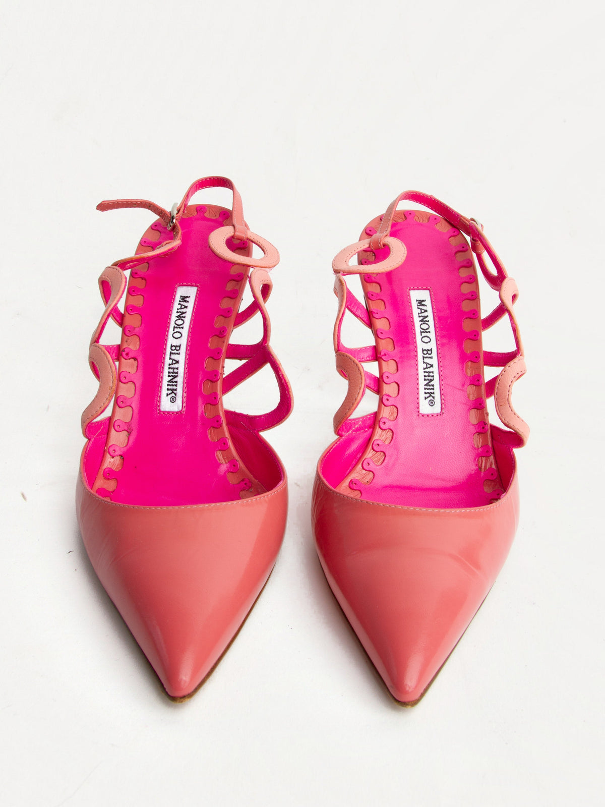 Manolo Blahnik Size 39 Pink Patent Leather Slingbacks | Y2K Designer Heels Shoes