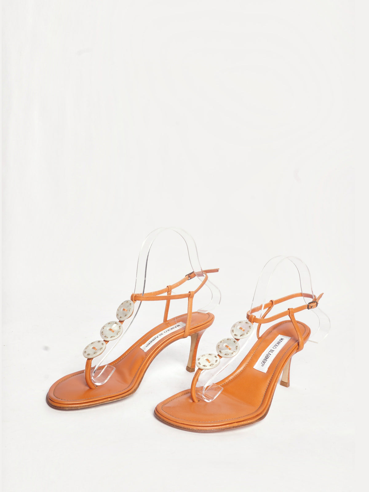 Manolo Blahnik Orange Shell Sandals