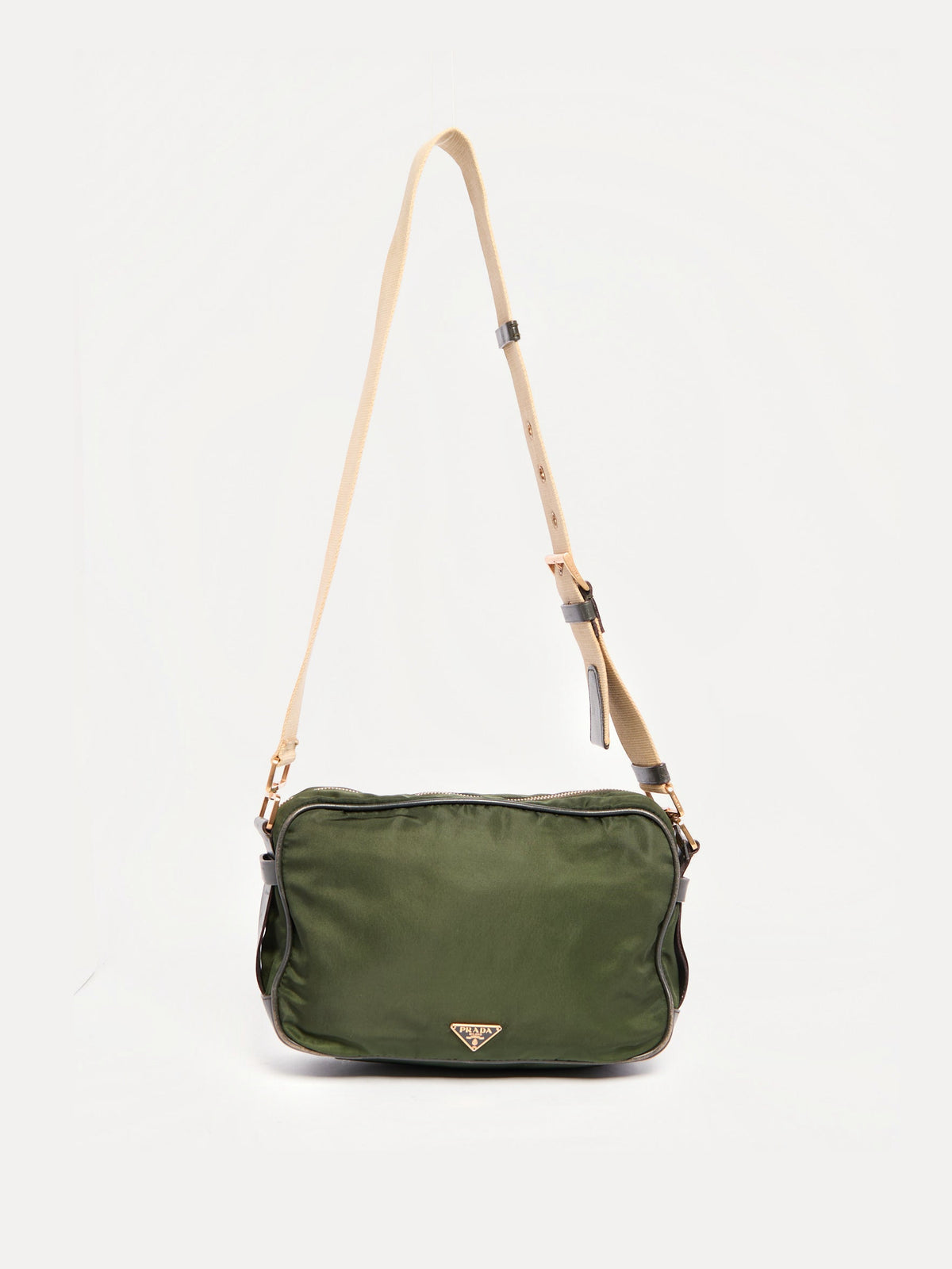 90's Prada Khaki Nylon Shoulder Bag