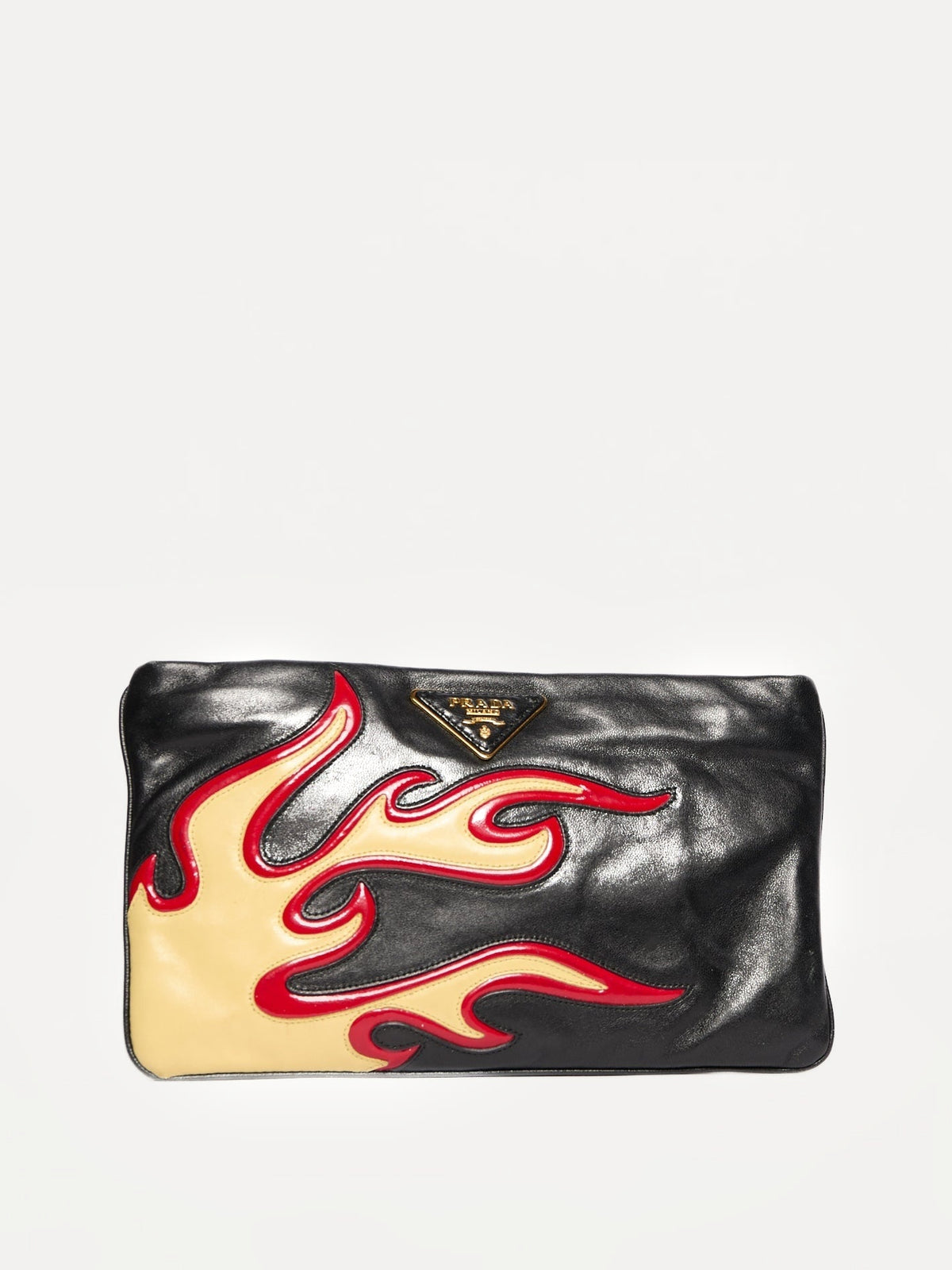 2000's Prada Leather Flame Clutch