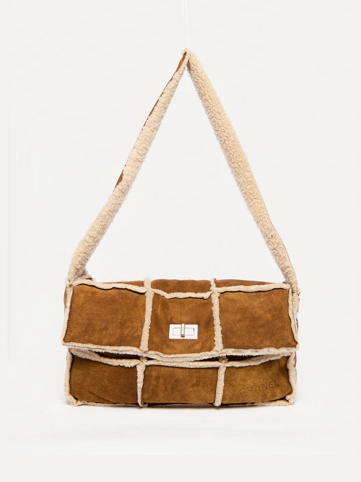 2000’s Chanel Brown Shearling Chocolate Bar Crossbody Bag