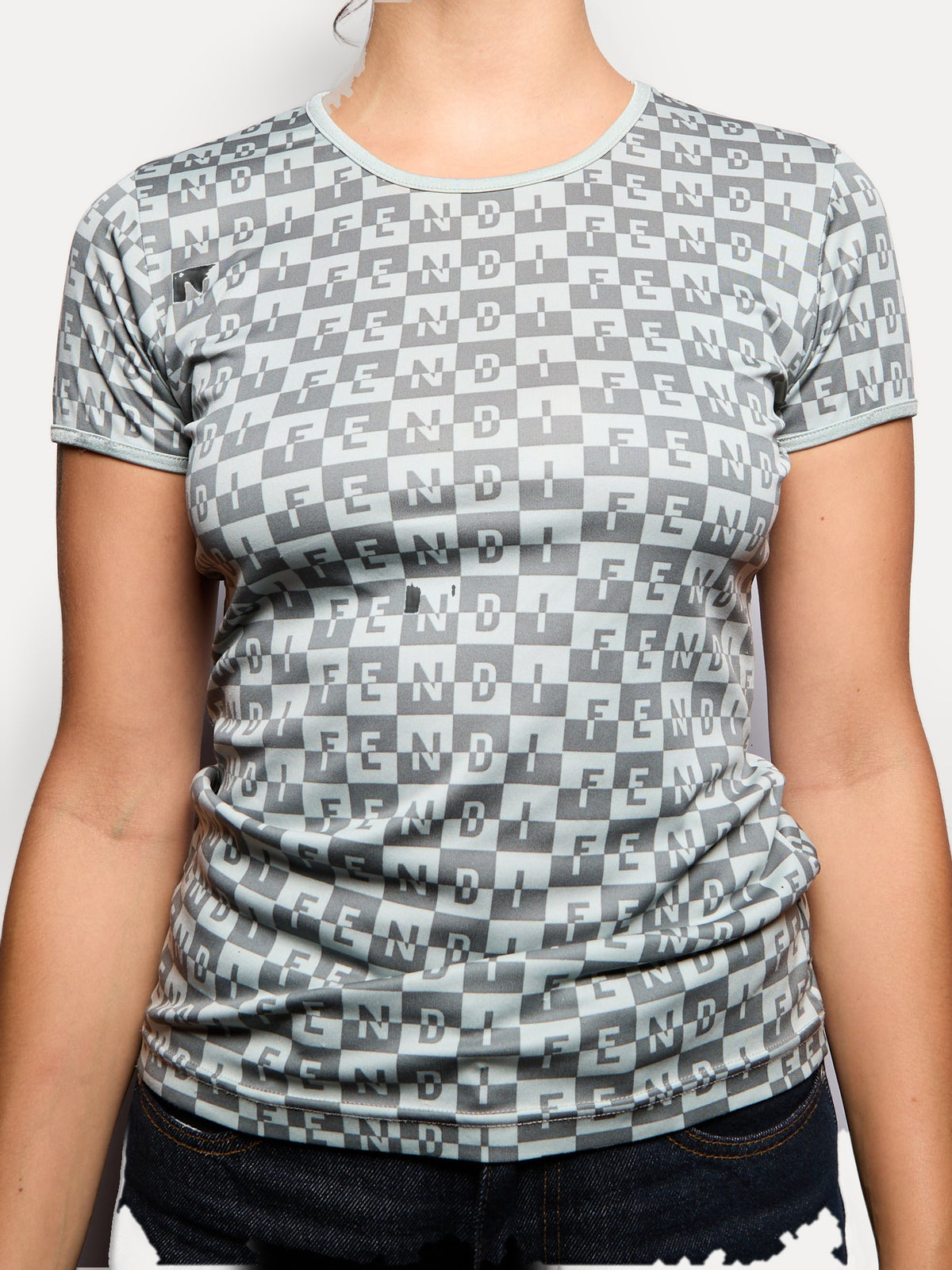 Fendi Grey Monogram Short Sleeve Top