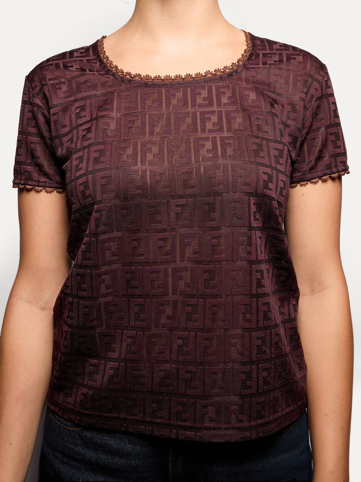 90's Fendi Brown Monogram Logo Top