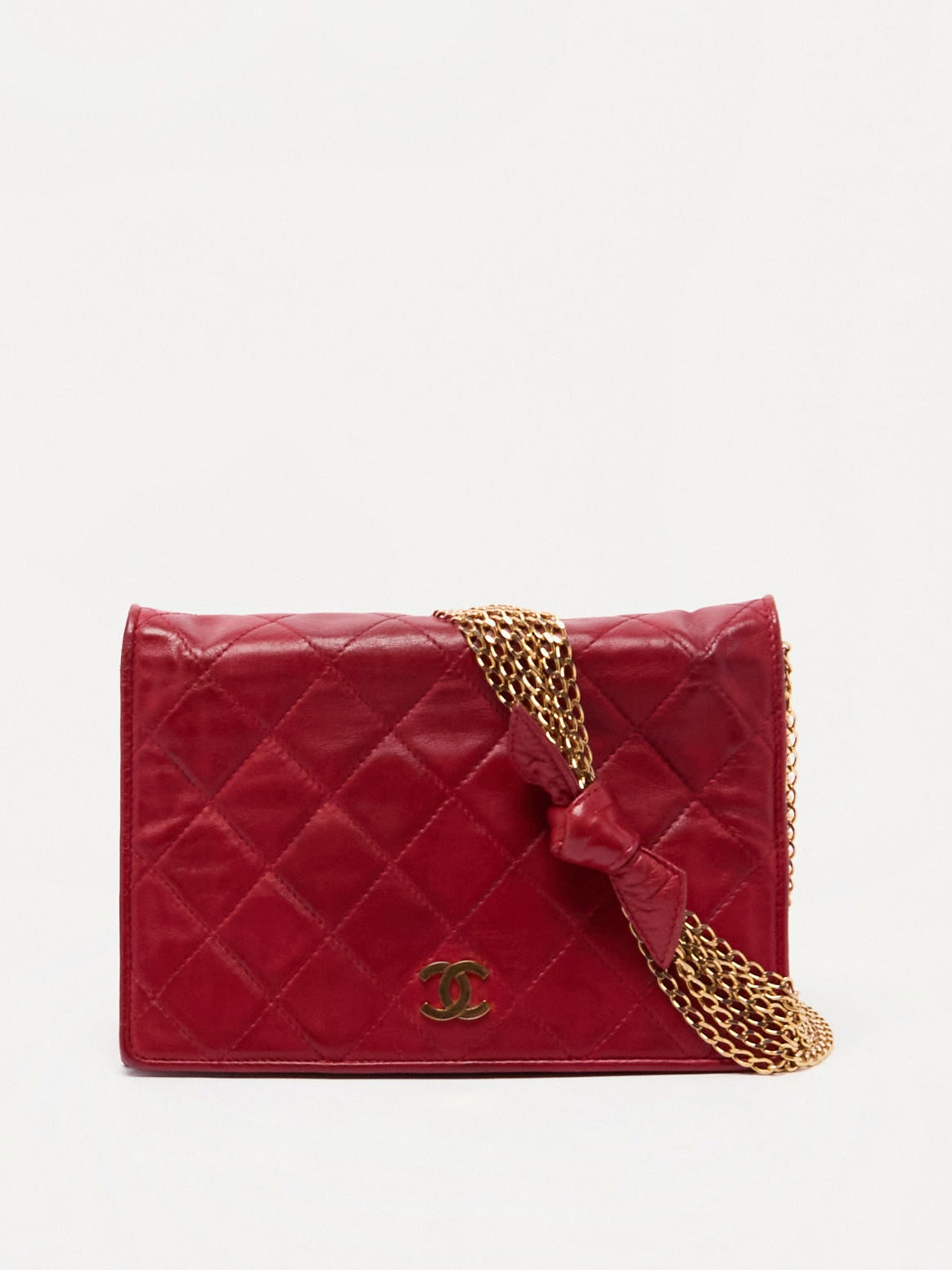 Chanel Red Matelasse Lambskin CC Shoulder Bag
