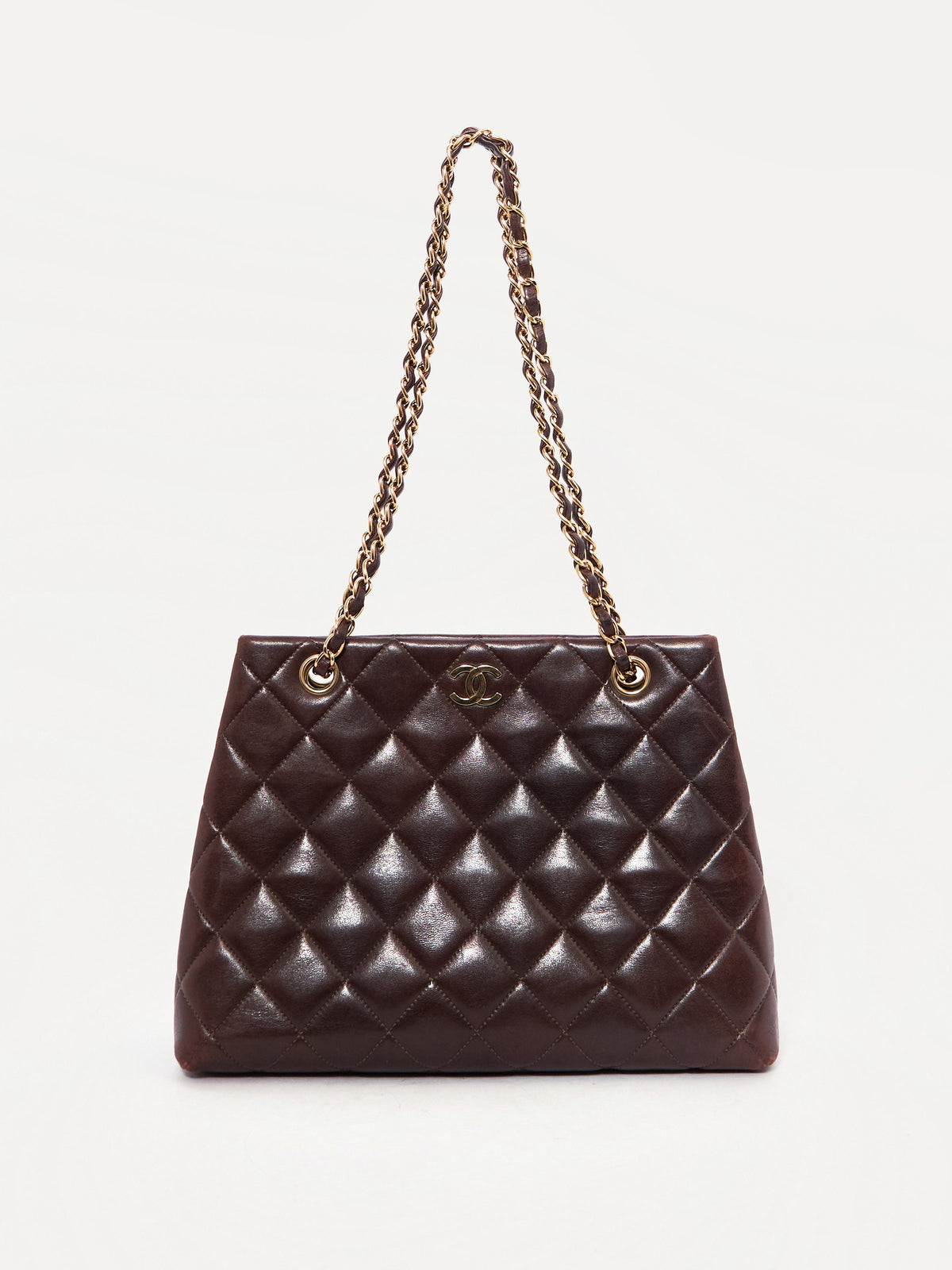 90's Chanel Brown Lambskin CC Tote