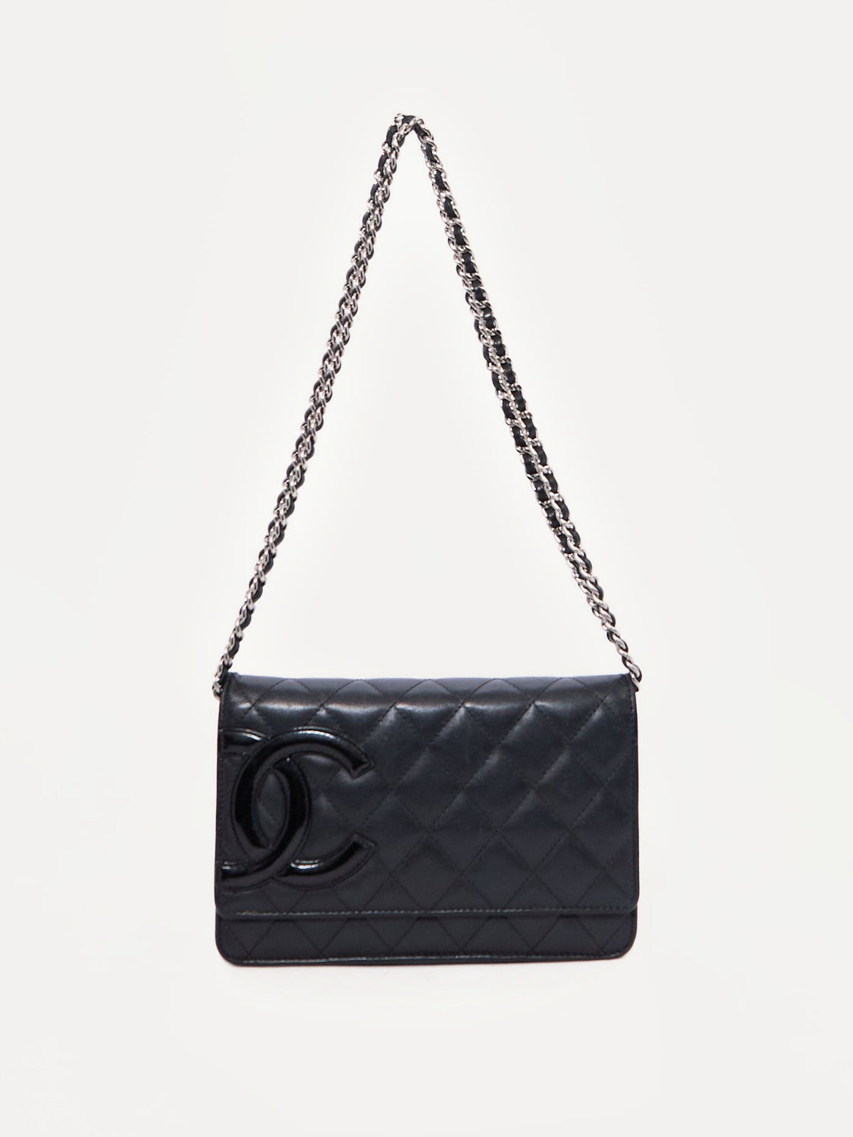 Chanel Cambon Black Lambskin Chain Wallet