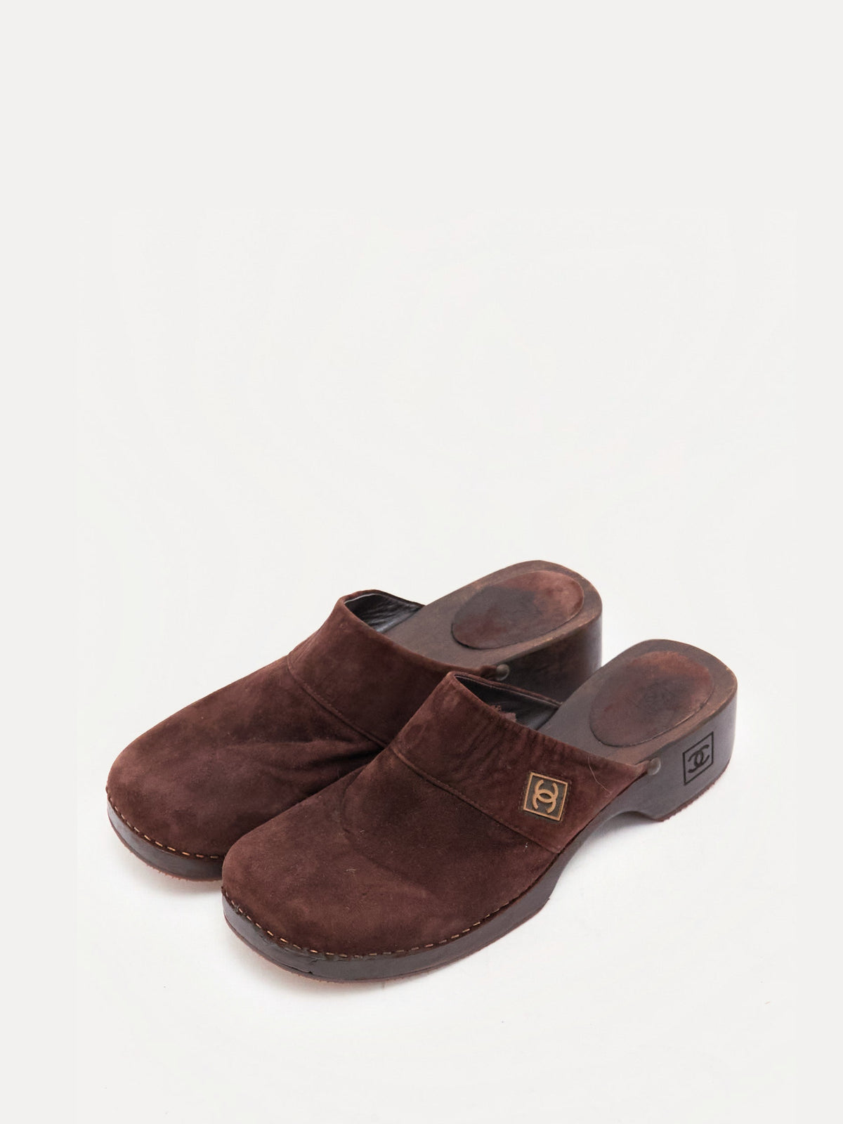 Chanel Brown Suede Clog 41