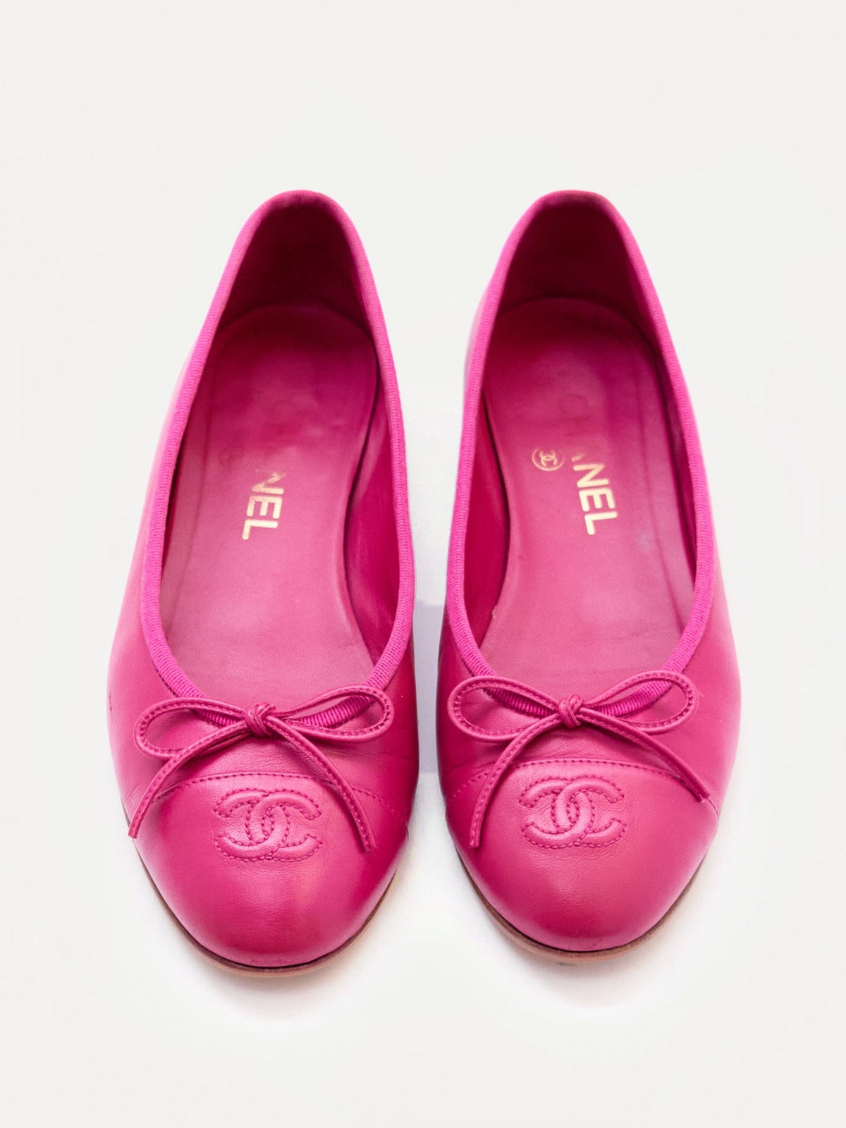 Chanel Pink Leather Flats Size 37.5