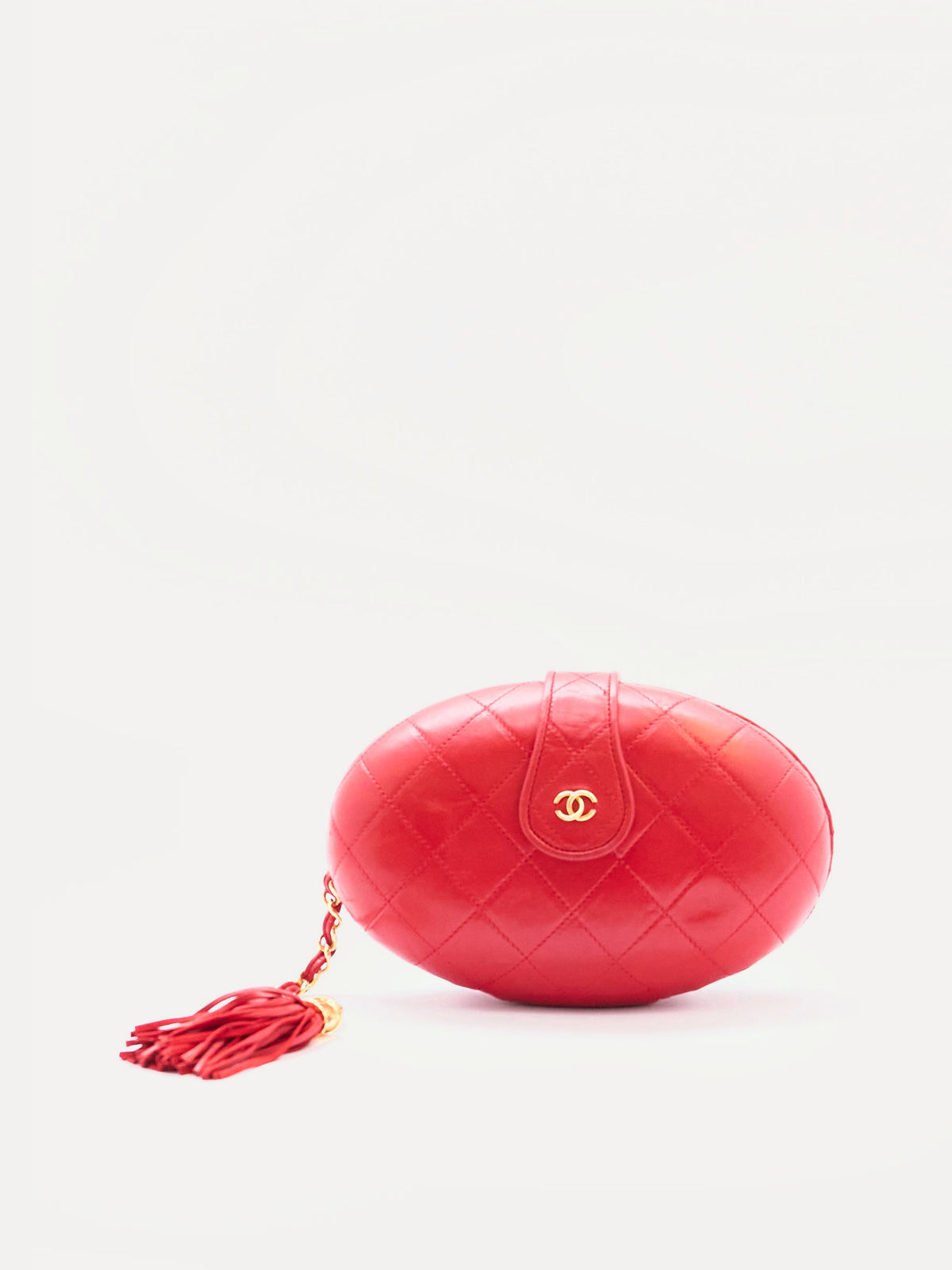 90's Chanel Red Egg Clutch