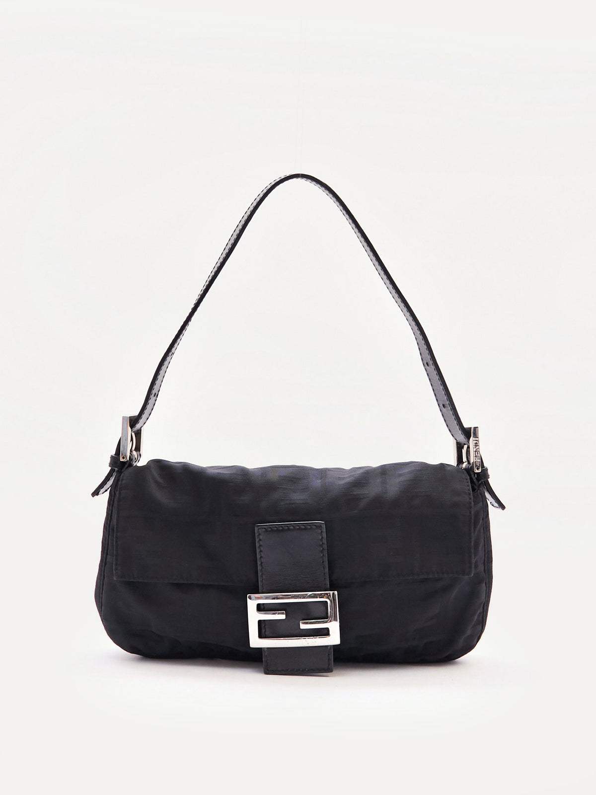 Fendi Black Zucca Monogram Print Baguette