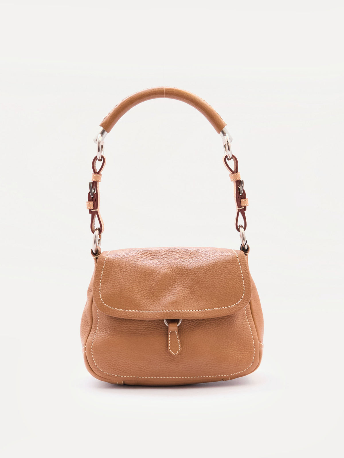 Prada Vitello Ring Brown Leather Shoulder Bag