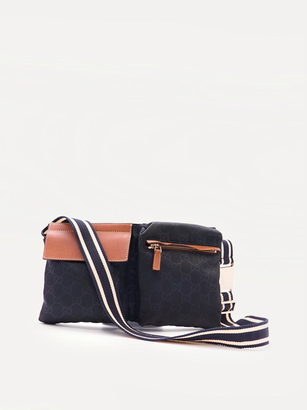 Gucci Navy Brown Monogram Waist Bag