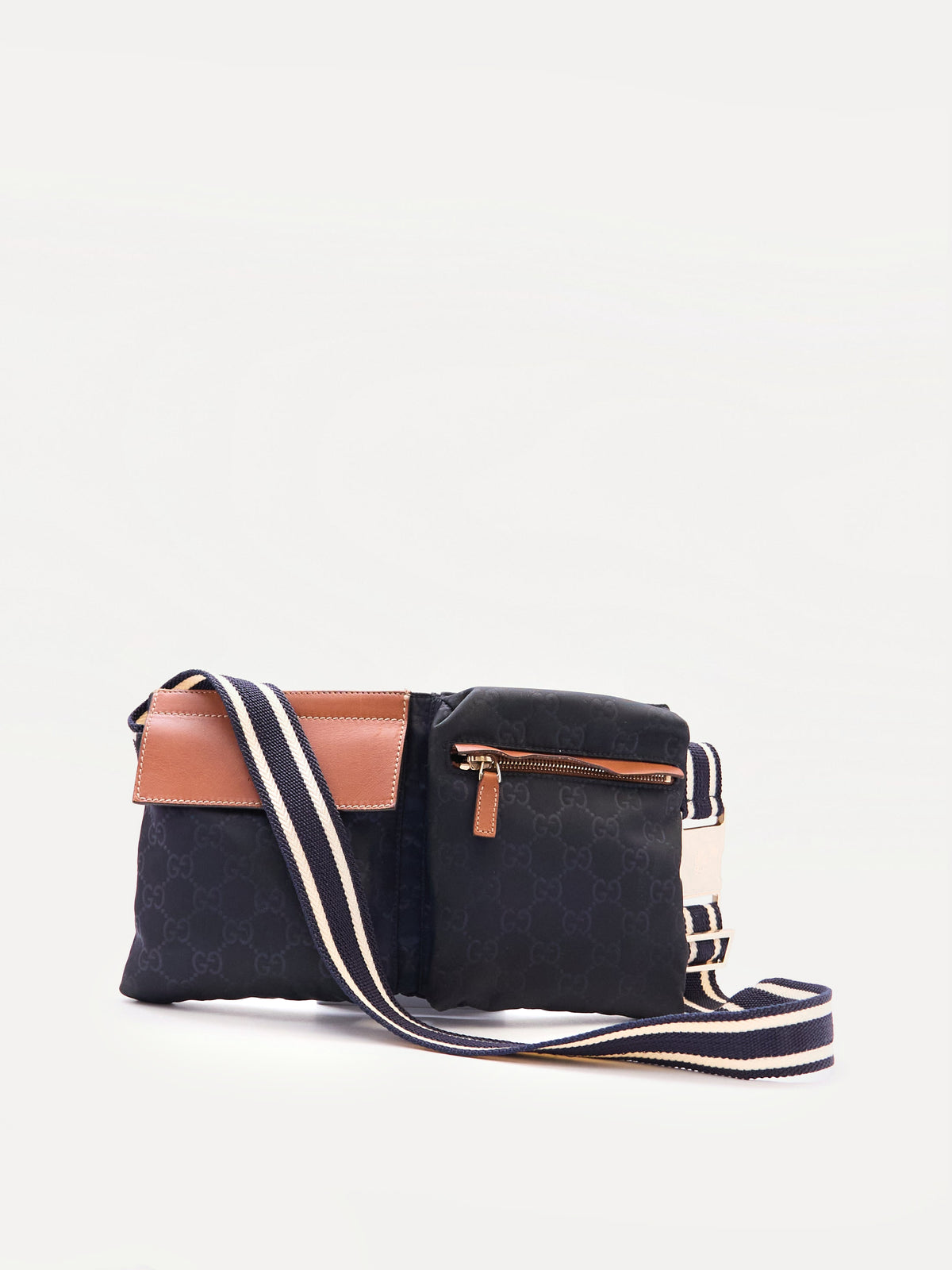 Gucci Navy Brown Monogram Waist Bag