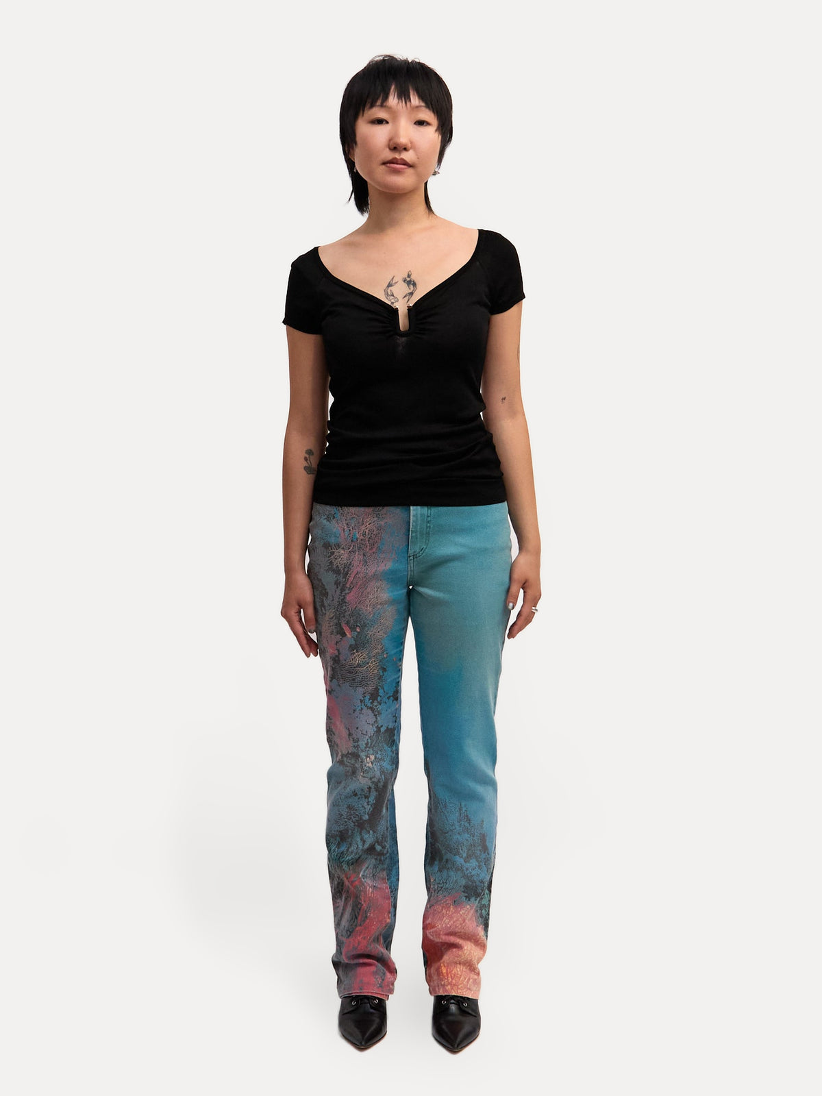 1999 SS Roberto Cavalli Blue Coral Printed Jeans