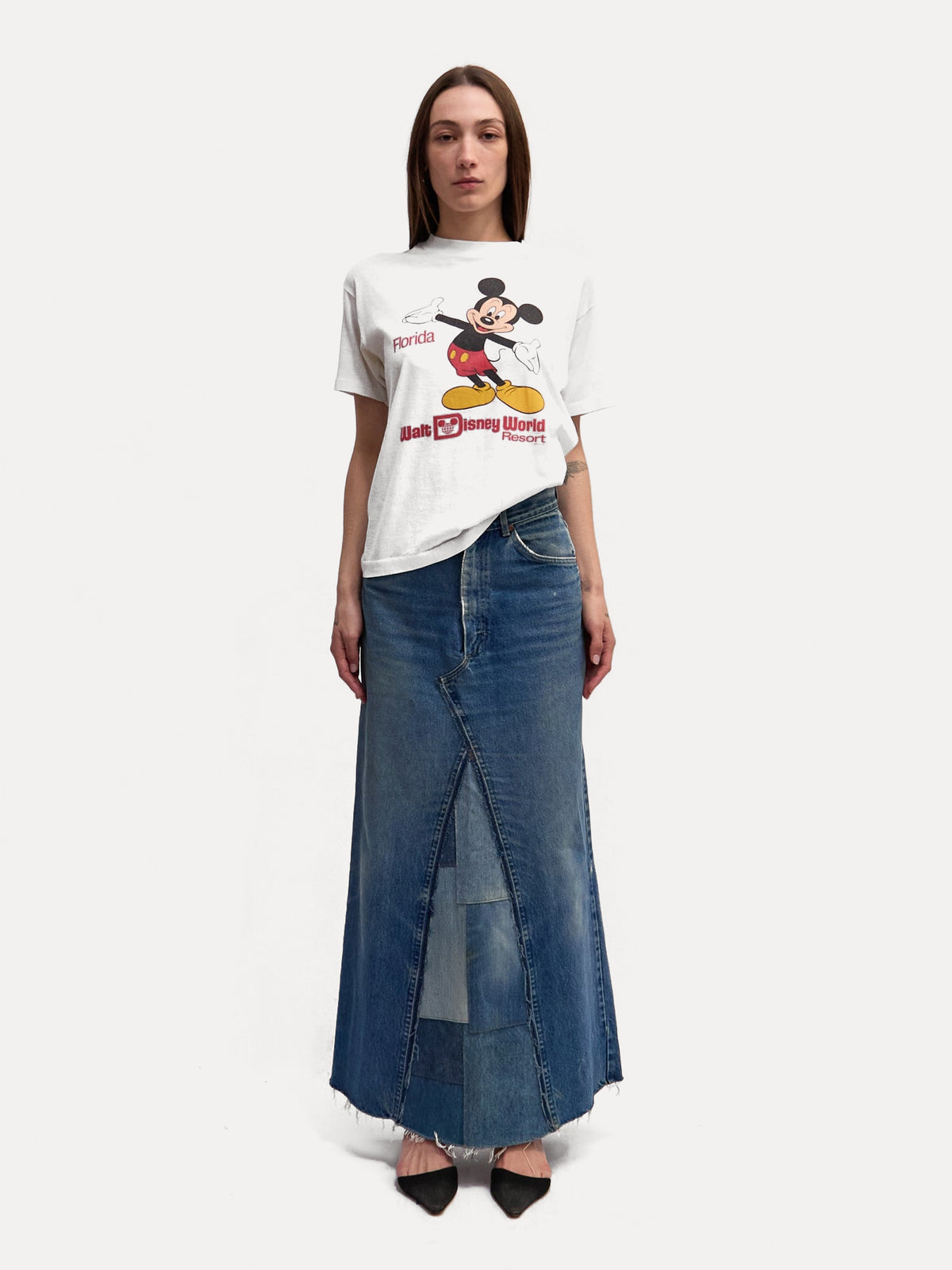 80's Lee's Patchwork Denim Maxi Skirt