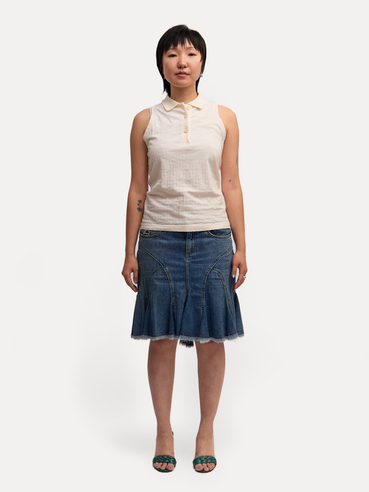 Fendi White Sleeveless Logo Polo Shirt