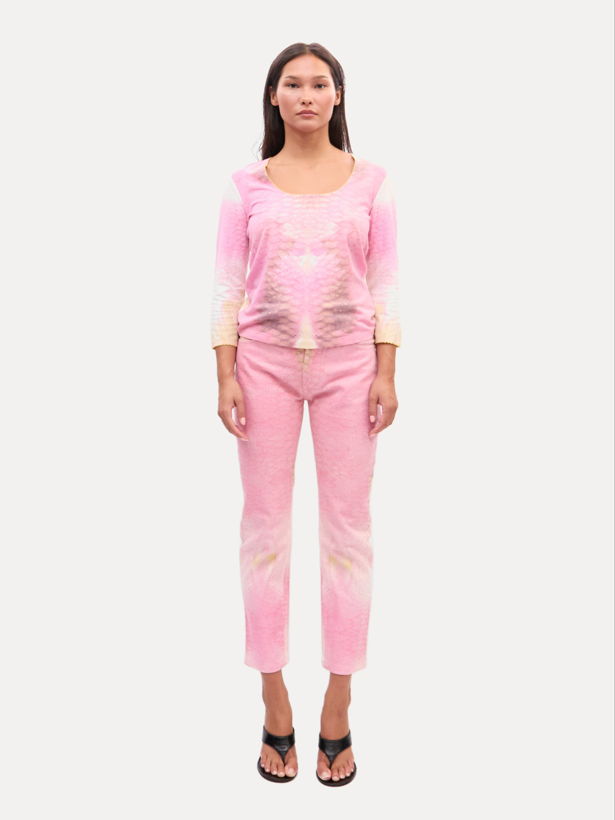 2000’s Just Cavalli Pink Snakeprint Top Jeans Set