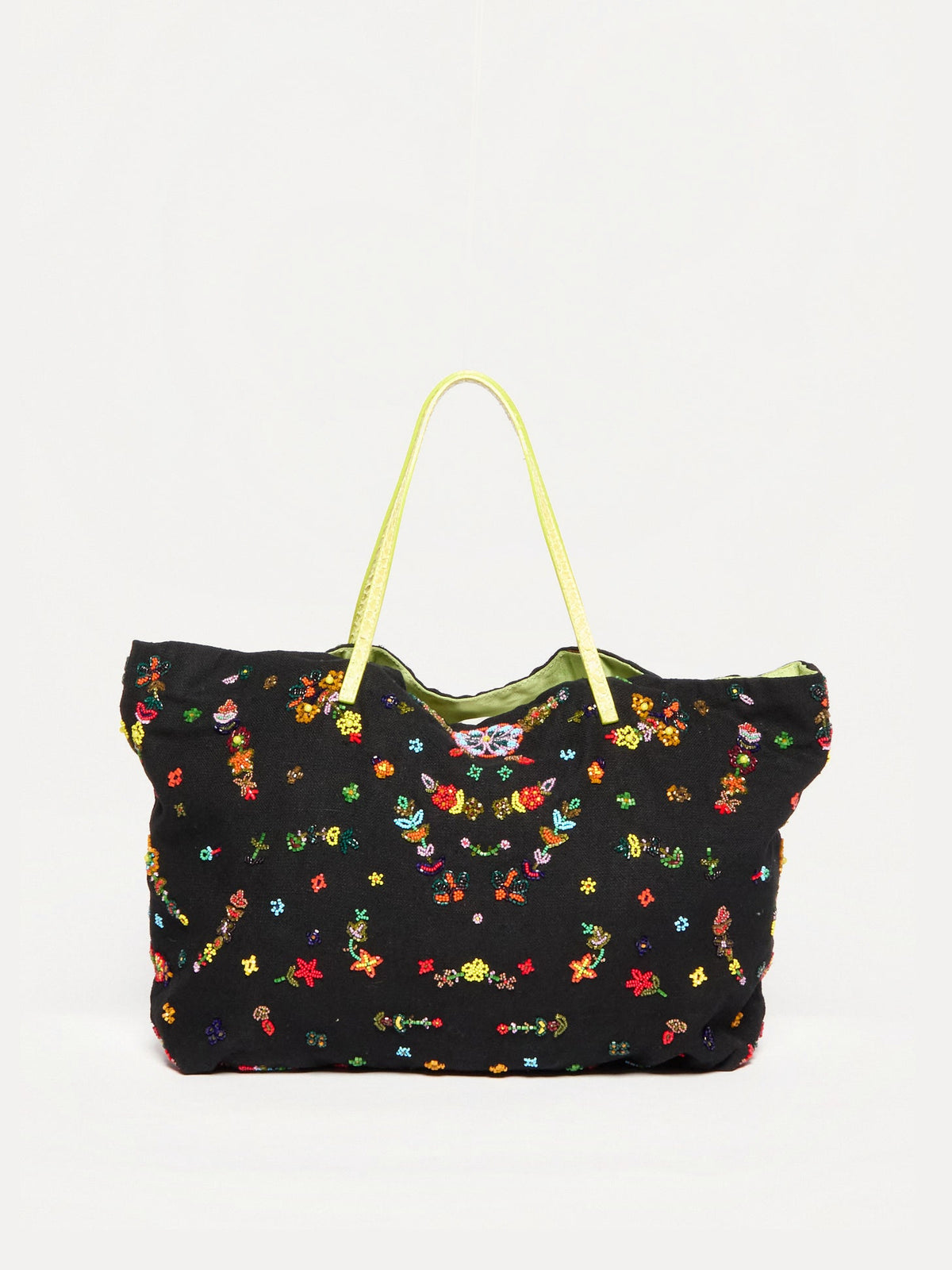 Fendi  Black Multicolor Beaded Tote Bag