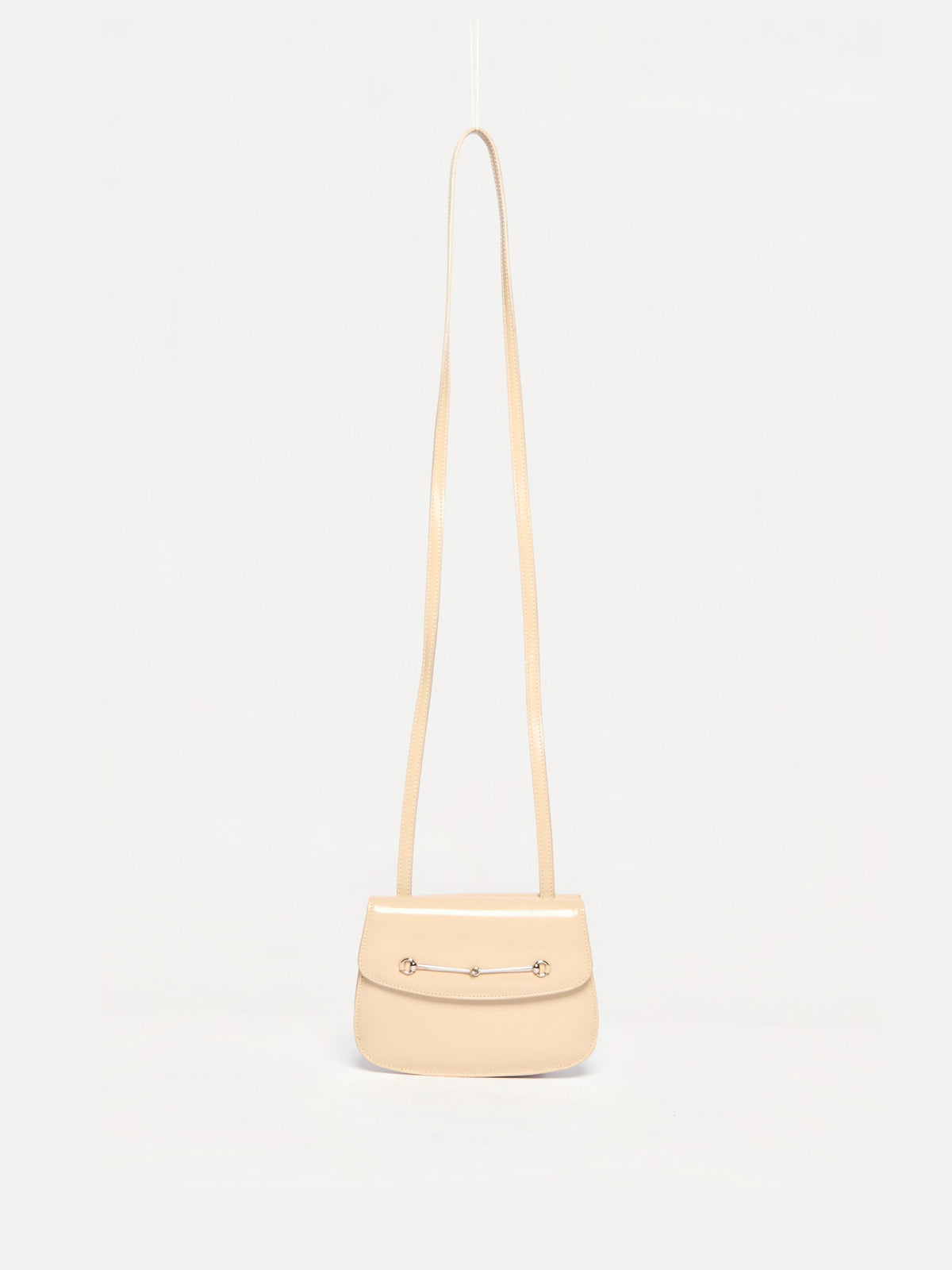 Gucci Beige Patent Thin Horsebit Crossbody Bag